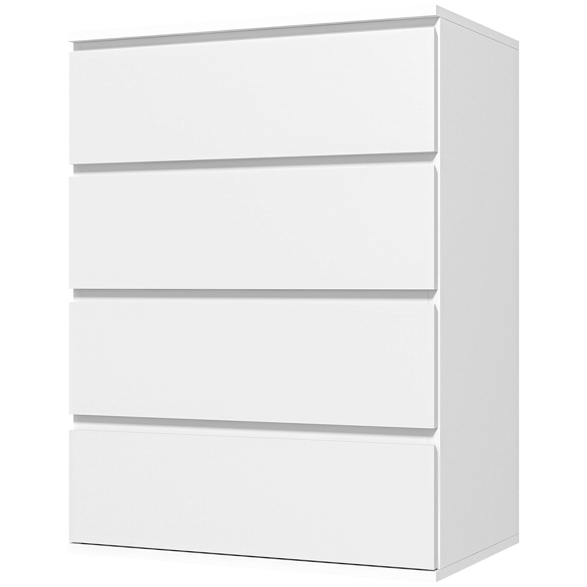 Commode 4 tiroirs commode chambre meuble de rangement épuré style moderne avec mécanisme de fermeture en douceur, pour chambre à coucher, salon - 60 x 40 x 80 cm, blanc