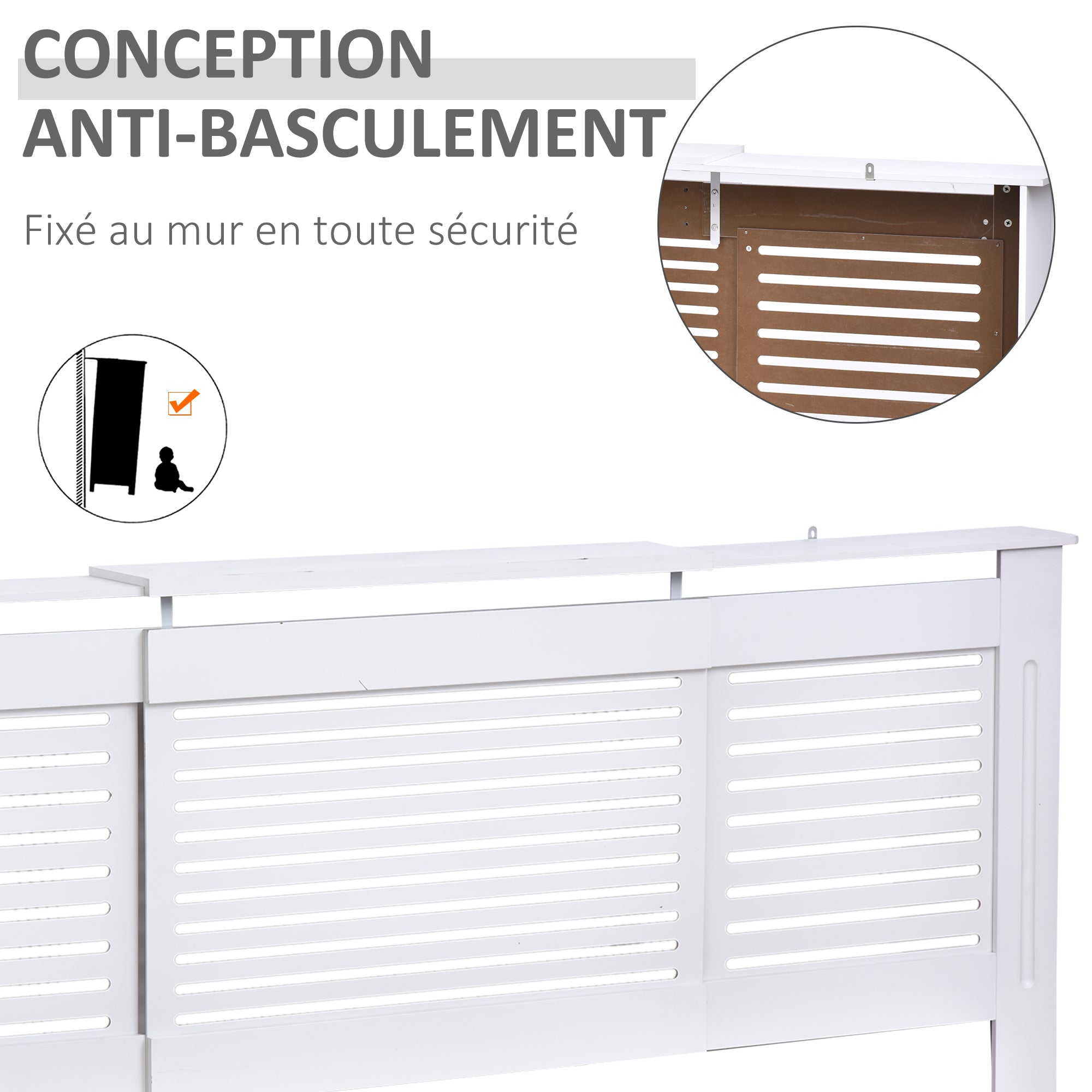 Cache-radiateur Design Contemporain Longueur Extensible 139-208,5 x 20,5 x 82,5 cm MDF Blanc