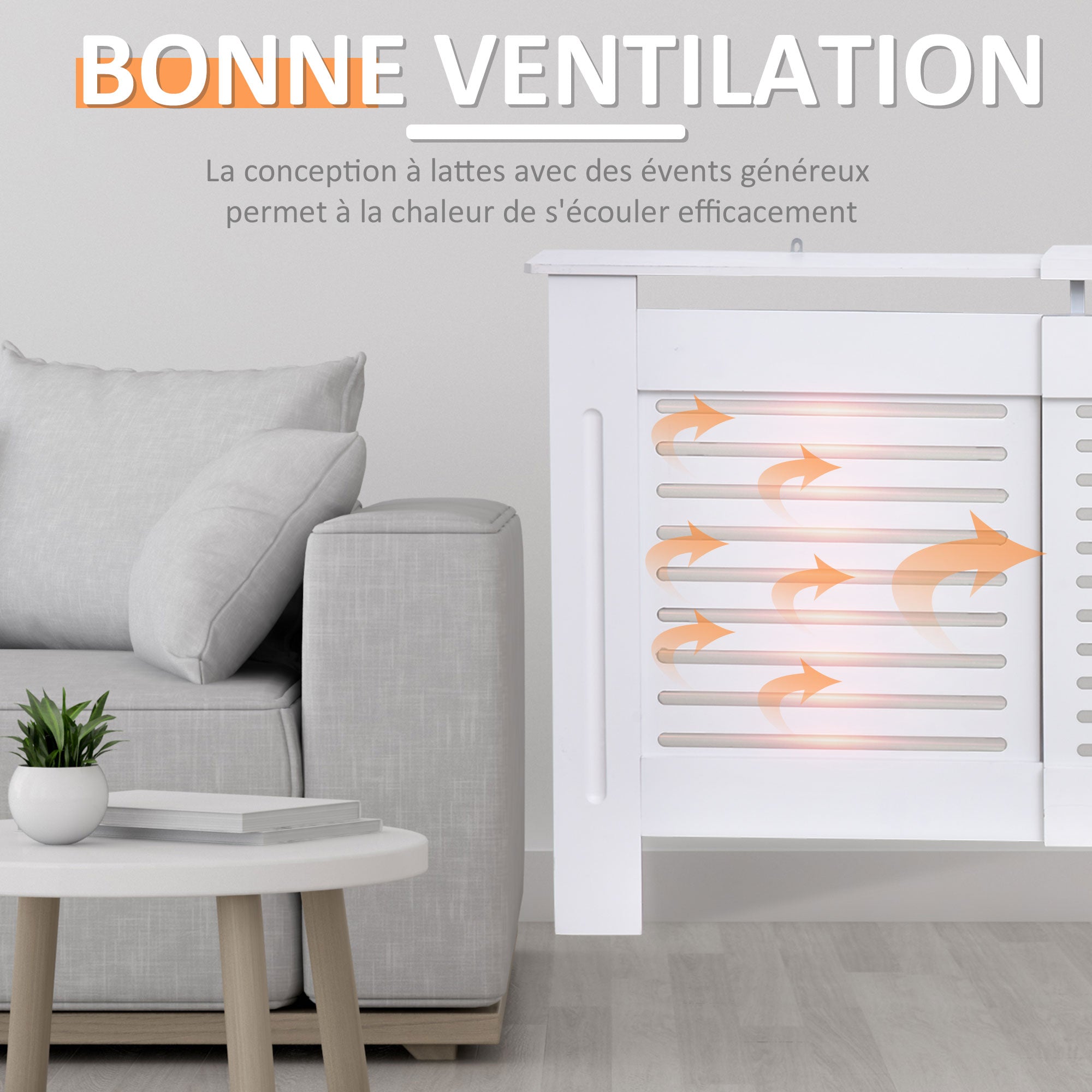 Cache-radiateur Design Contemporain Longueur Extensible 139-208,5 x 20,5 x 82,5 cm MDF Blanc