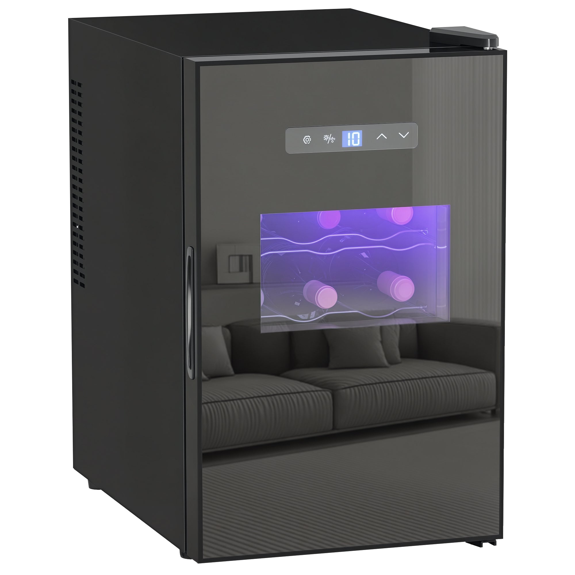Cave à vin 15 bouteilles 39L réfrigérateur à vin thermoélectrique et silencieux - porte en verre, éclairage LED, écran tactile numérique, frigo vin contrôle de température 8-18°C, noir