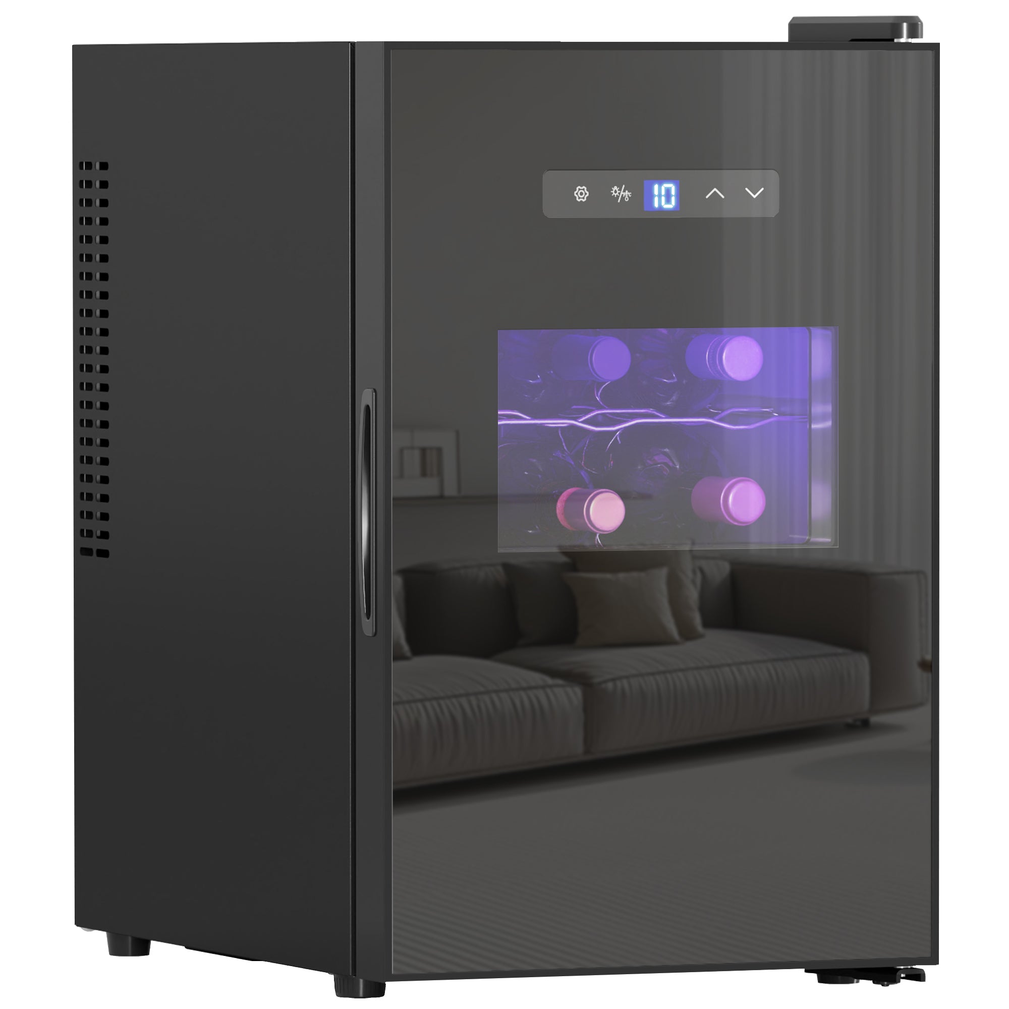 Cave à vin 15 bouteilles 39L réfrigérateur à vin thermoélectrique et silencieux - porte en verre, éclairage LED, écran tactile numérique, frigo vin contrôle de température 8-18°C, noir