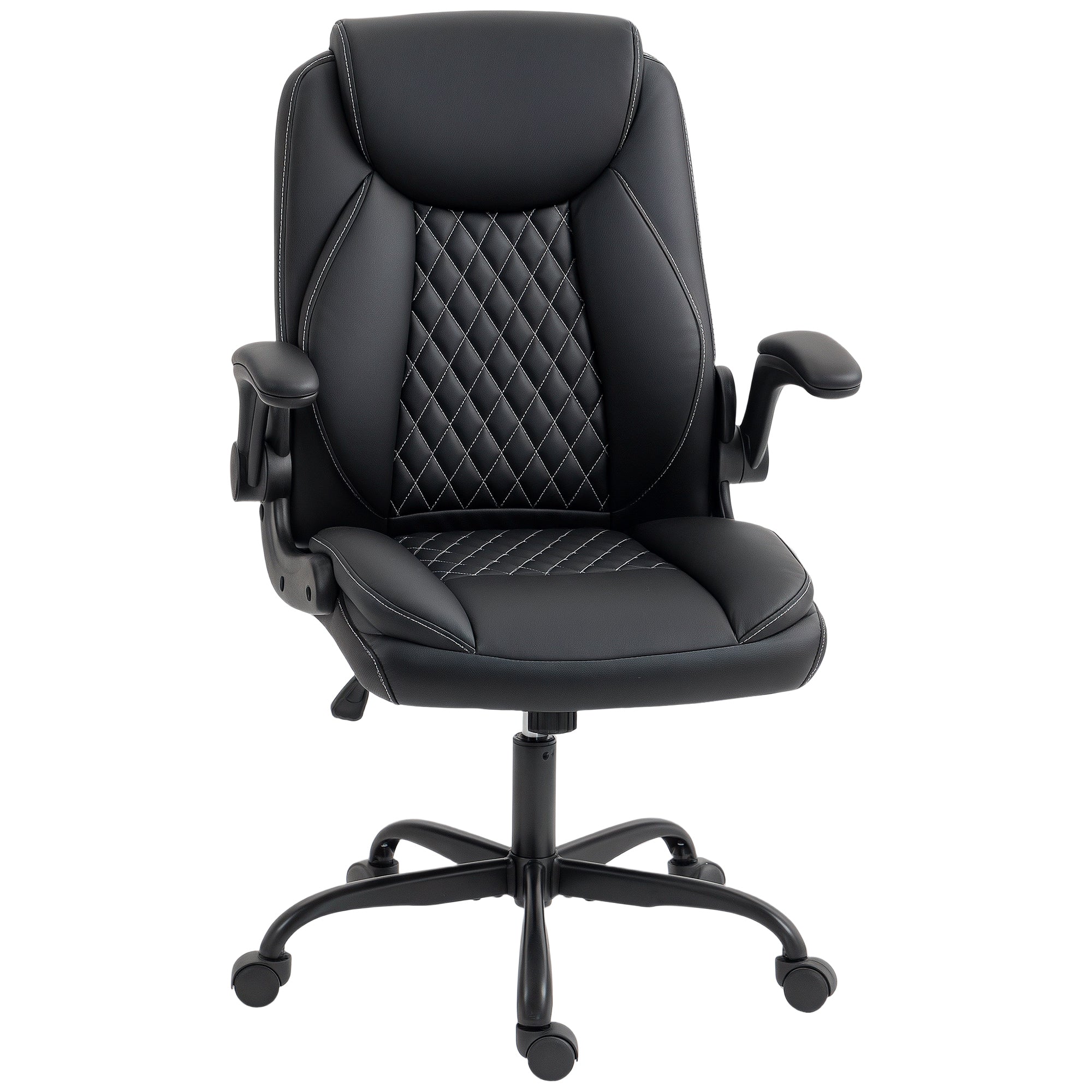 Fauteuil de bureau avec accoudoirs relevables, chaise bureau ergonomique avec hauteur réglable, fonction de bascule, large assise rembourrée, pivotant 360°, charge 120 Kg, noir