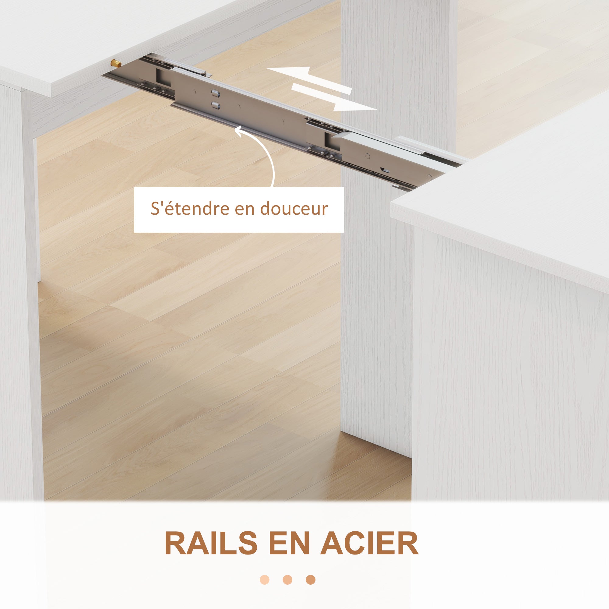 Table à manger pliante, table pliante cuisine rectangulaire extensible jusqu'à 6 personnes, pour petits espaces, salle à manger, blanc