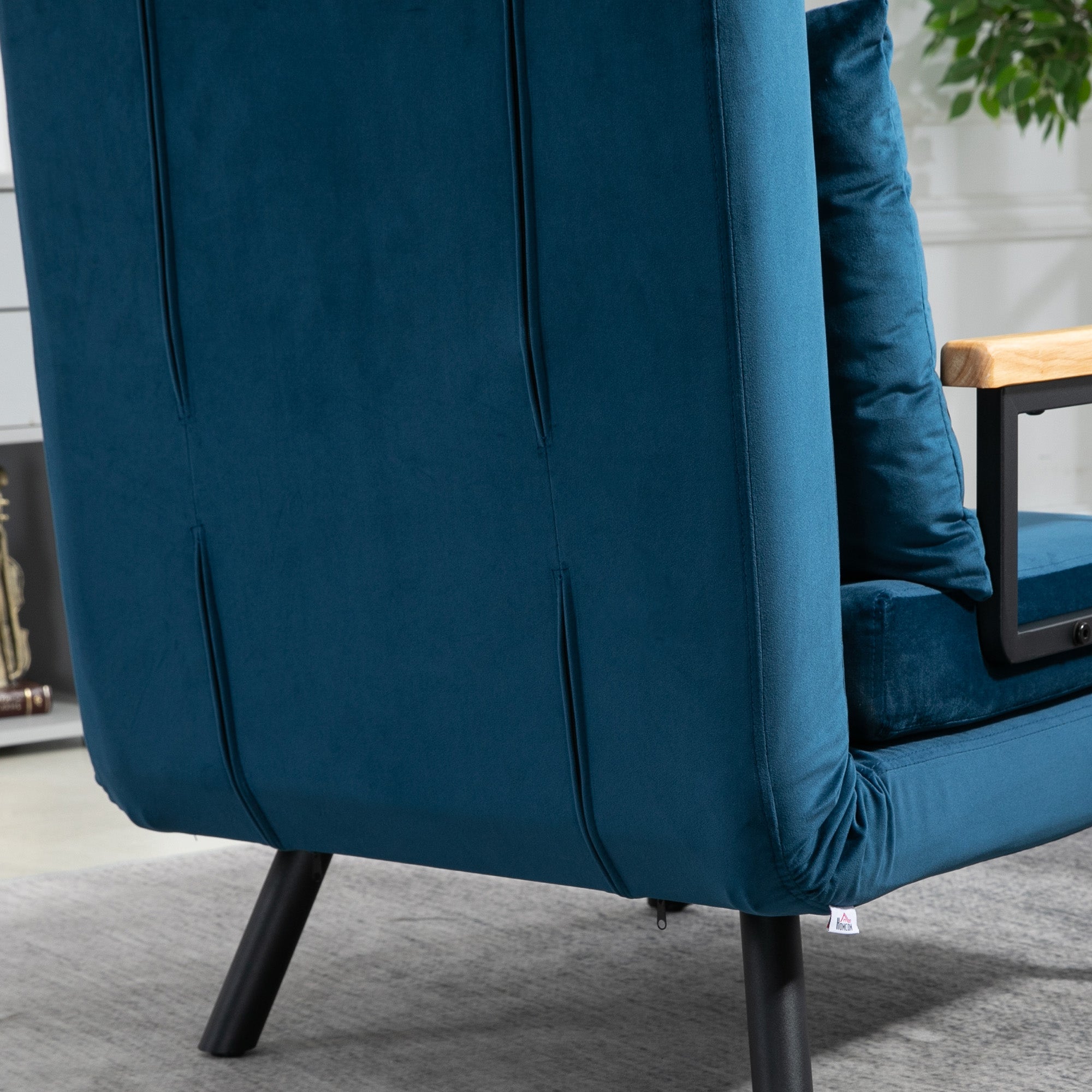 Fauteuil convertible 1 place chauffeuse 4 en 1 canapé convertible fauteuil lit avec dossier réglable en 5 positions, coussin inclus, canapé-lit 1 place pour invités, salon, charge 120 kg bleu