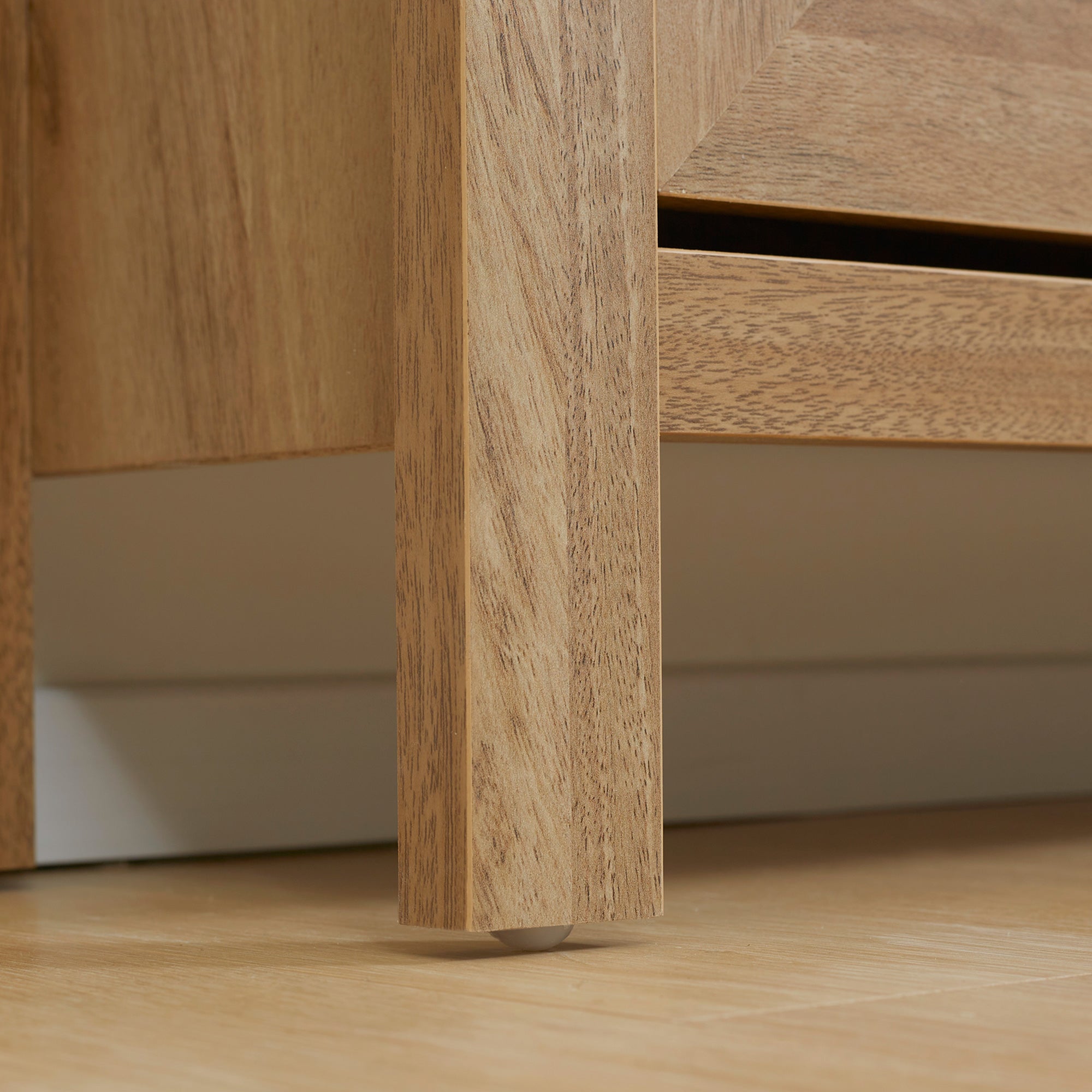 Meuble chaussure entrée, armoire à chaussures avec 3 tiroirs à portes abattants effet cannage rotin et étagère réglable, meuble d'entrée et couloir 18 paires - 80 x 23,5 x 121,5 cm bois naturel