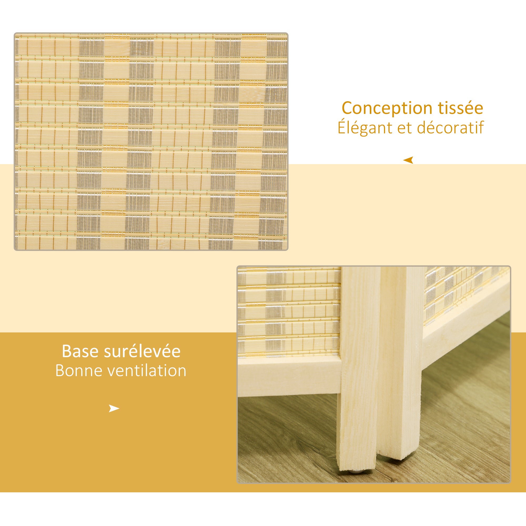 Paravent interieur en bois 4 panneaux 180 x 180 cm séparateur de pièce pliable cloison de séparation pour salon chambre à coucher maison, bois naturel