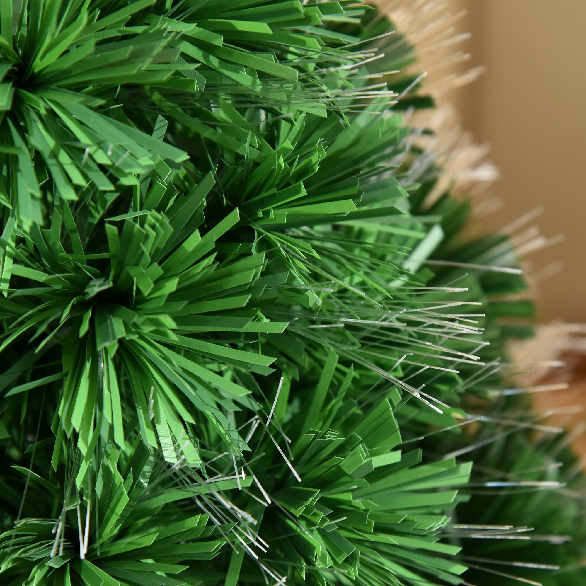 Sapin de Noël Artificiel Lumineux 90H cm Fibre Optique Multicolore + Support Pied 90 Branches Vert