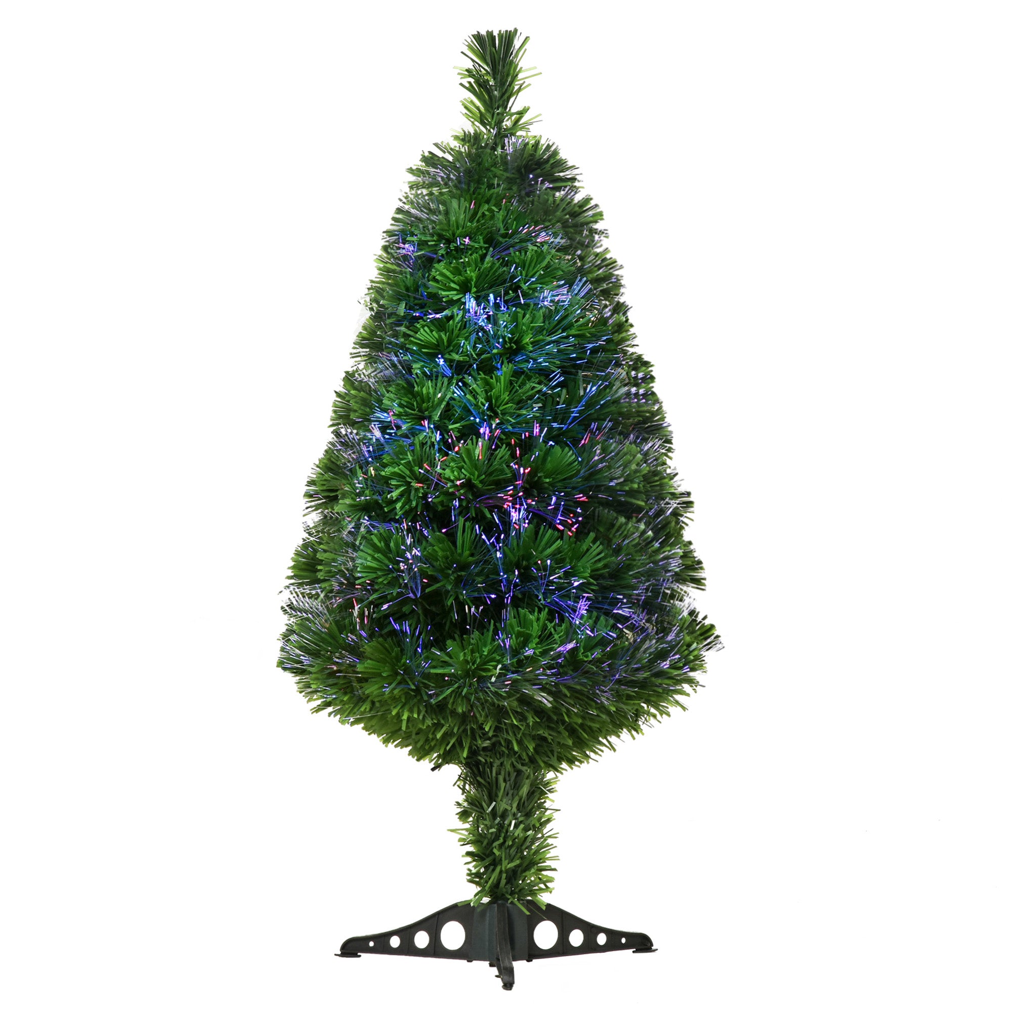 Sapin de Noël Artificiel Lumineux 90H cm Fibre Optique Multicolore + Support Pied 90 Branches Vert