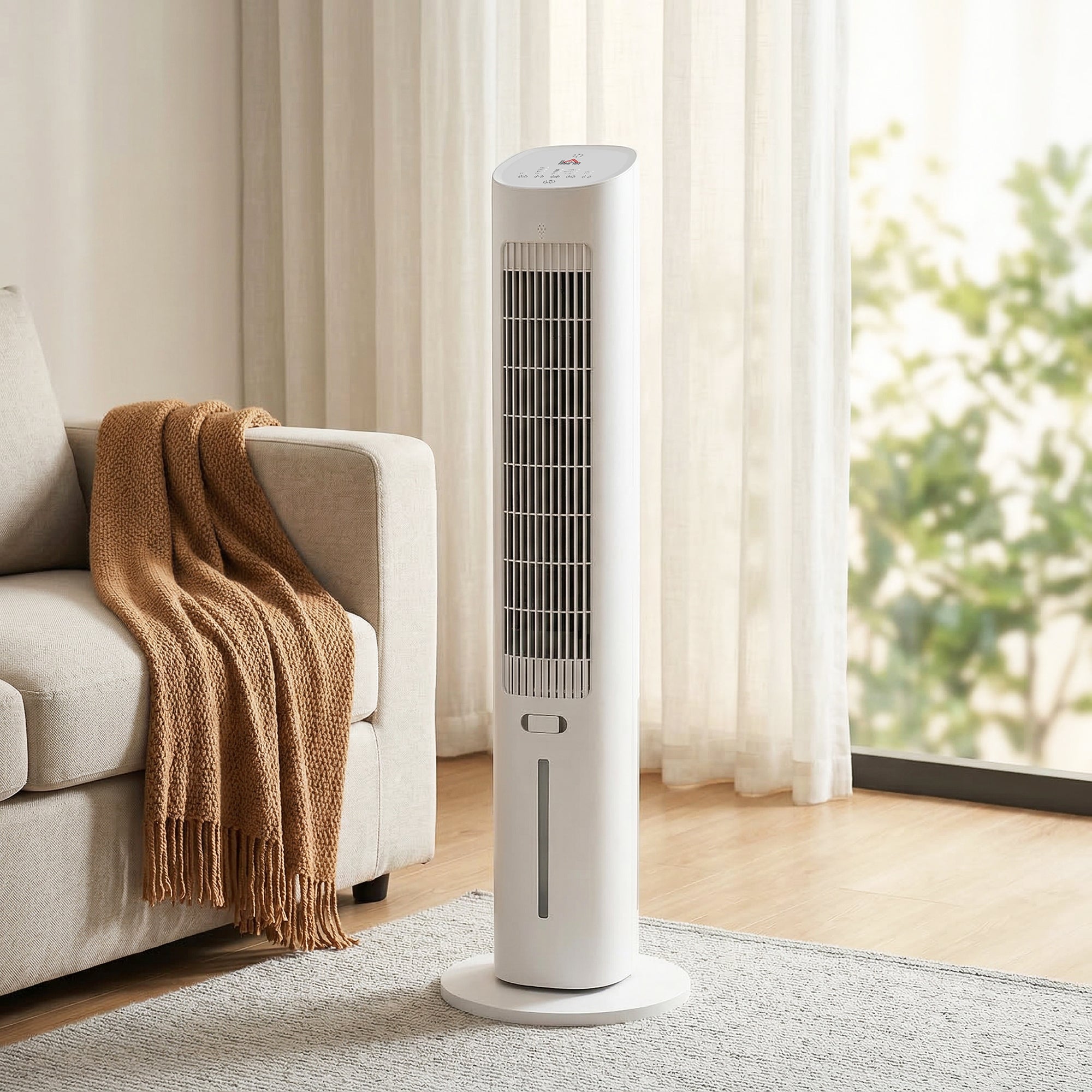Refroidisseur d'air colonne 3 en 1 refroidisseur humidificateur et ventilateur, oscillation 48°, 3 vitesses 3 modes, réservoir d'eau 3L, blocs de glace, télécommande, pour chambre bureau, blanc