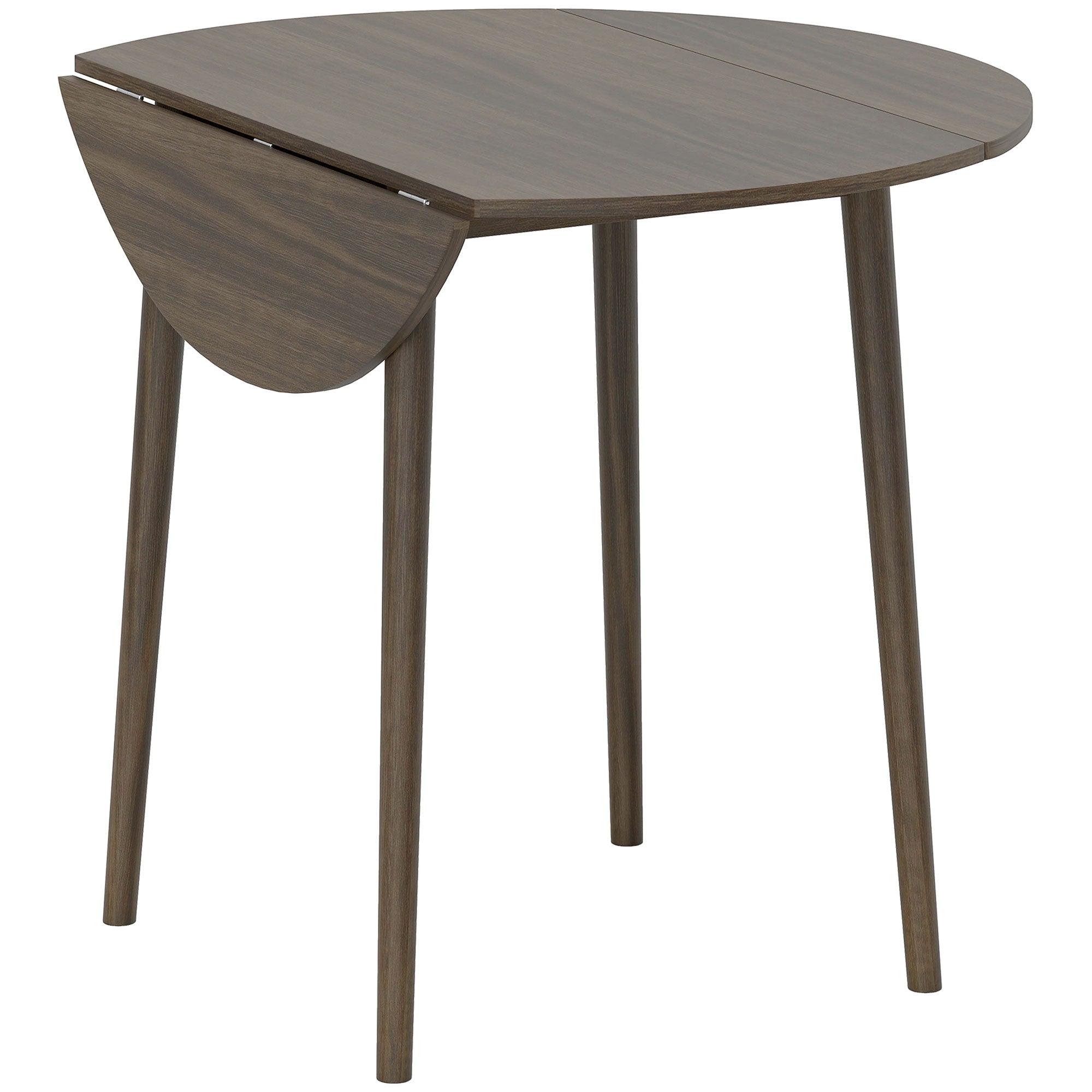 Table à manger pliante, table de cuisine ronde Ø 89 cm pour 4 personnes avec 2 abattants, pieds en bois de pin, design nordique, pour petits espaces, gris