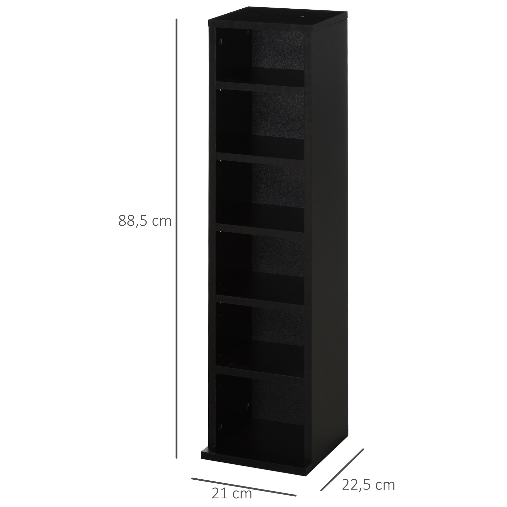 Lot de 2 étagères colonnes armoire de rangement CD-DVD 6 + 6 compartiments 21 x 22,5 x 88,5 cm capacité max. 204 CD noir
