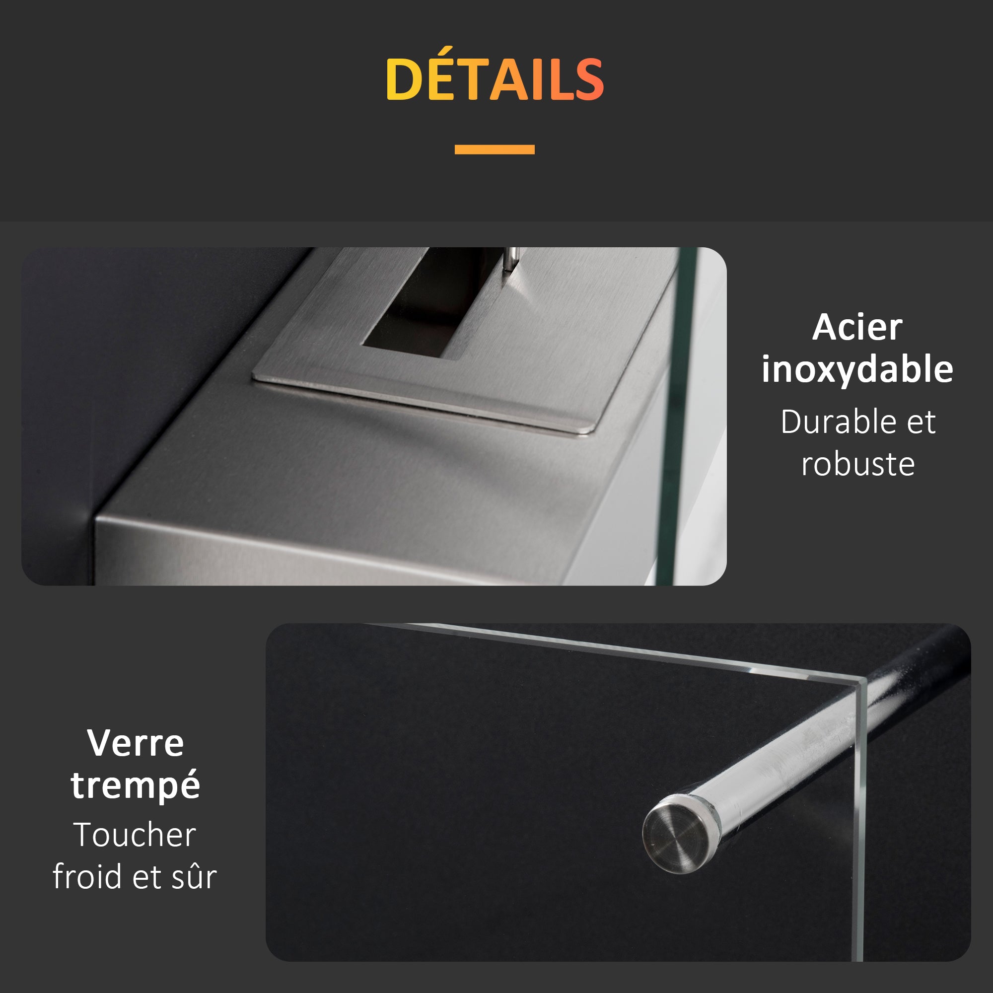 Cheminée bioéthanol Murale encastrable brûleur 1.5 L, environ 3 h de durée de combustion dim. 60L x 22l x 40H cm Couverture 20-25 m² Acier inox