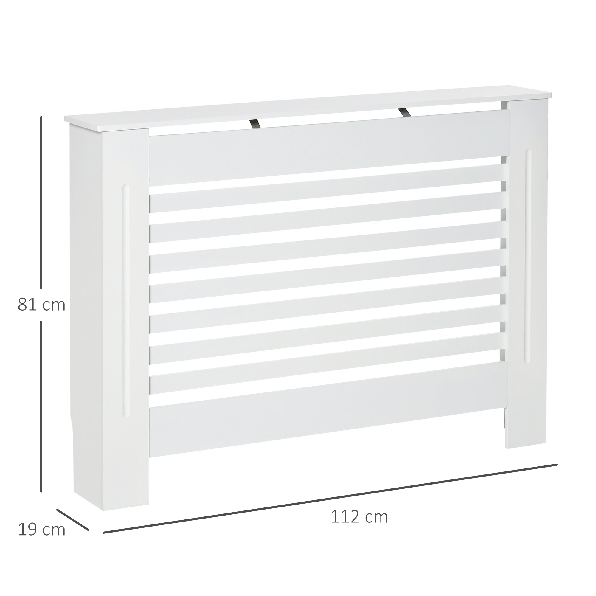 Cache-radiateur couverture radiateur Design à Lattes Panneau Cabinet dim. 112L x 19l x 81H cm MDF Blanc
