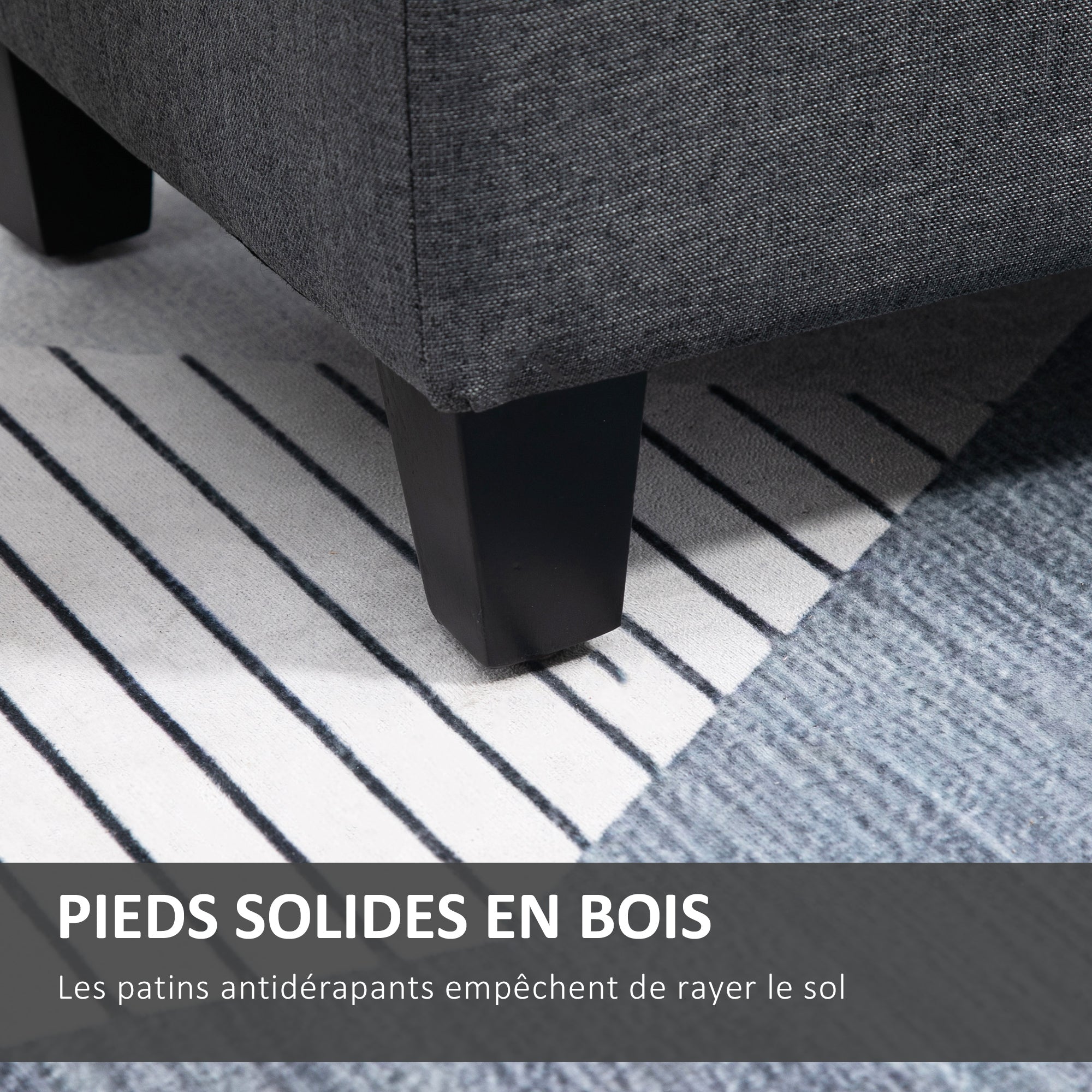 Banc de rangement pouf salon bout de lit capitonné coffre de rangement repose-pieds pour salon, chambre, entrée, 100 x 40 x 44 cm, gris foncé