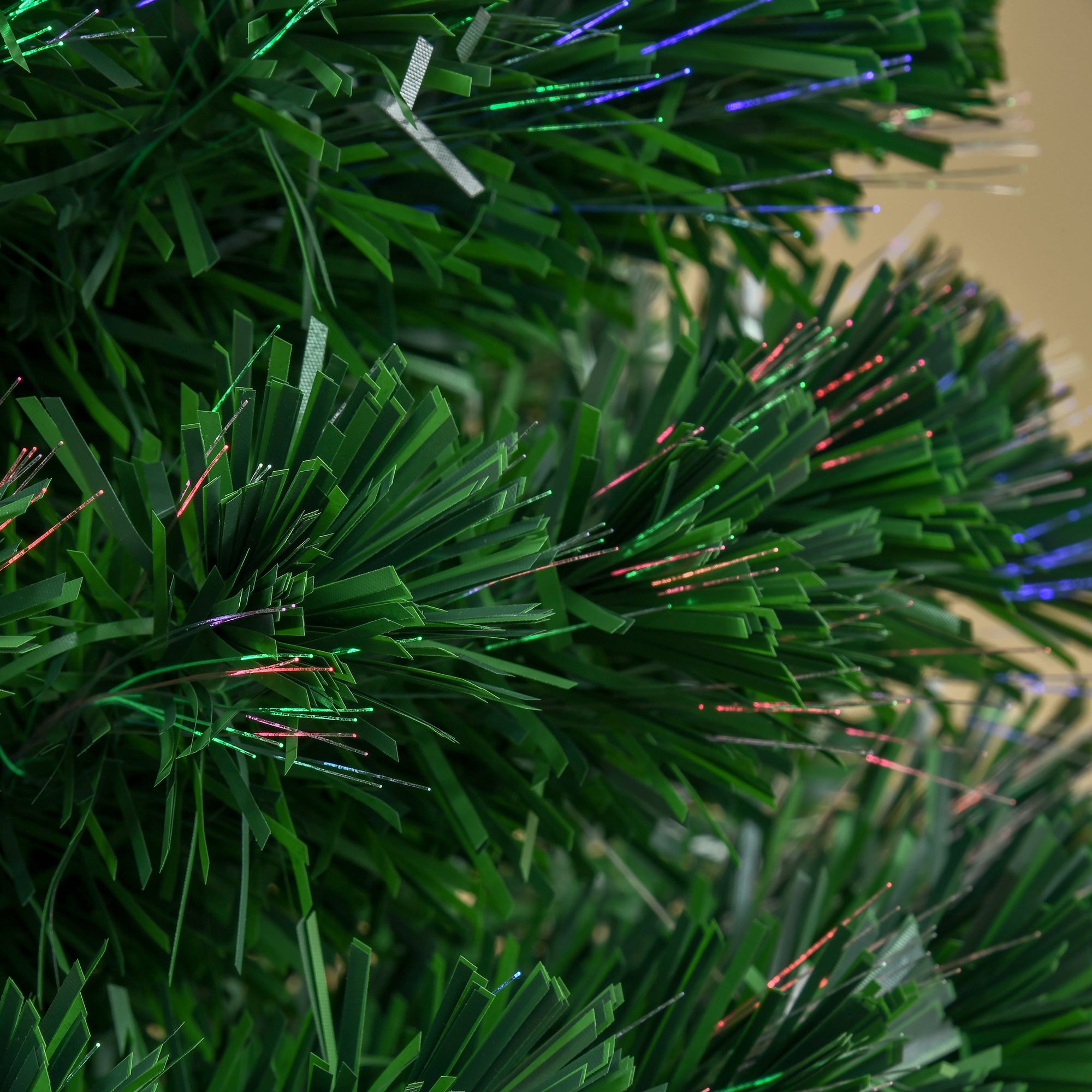 Sapin de Noël Artificiel Lumineux 150H cm Fibre Optique Multicolore + Support Pied 180 Branches étoile Sommet Brillante Vert