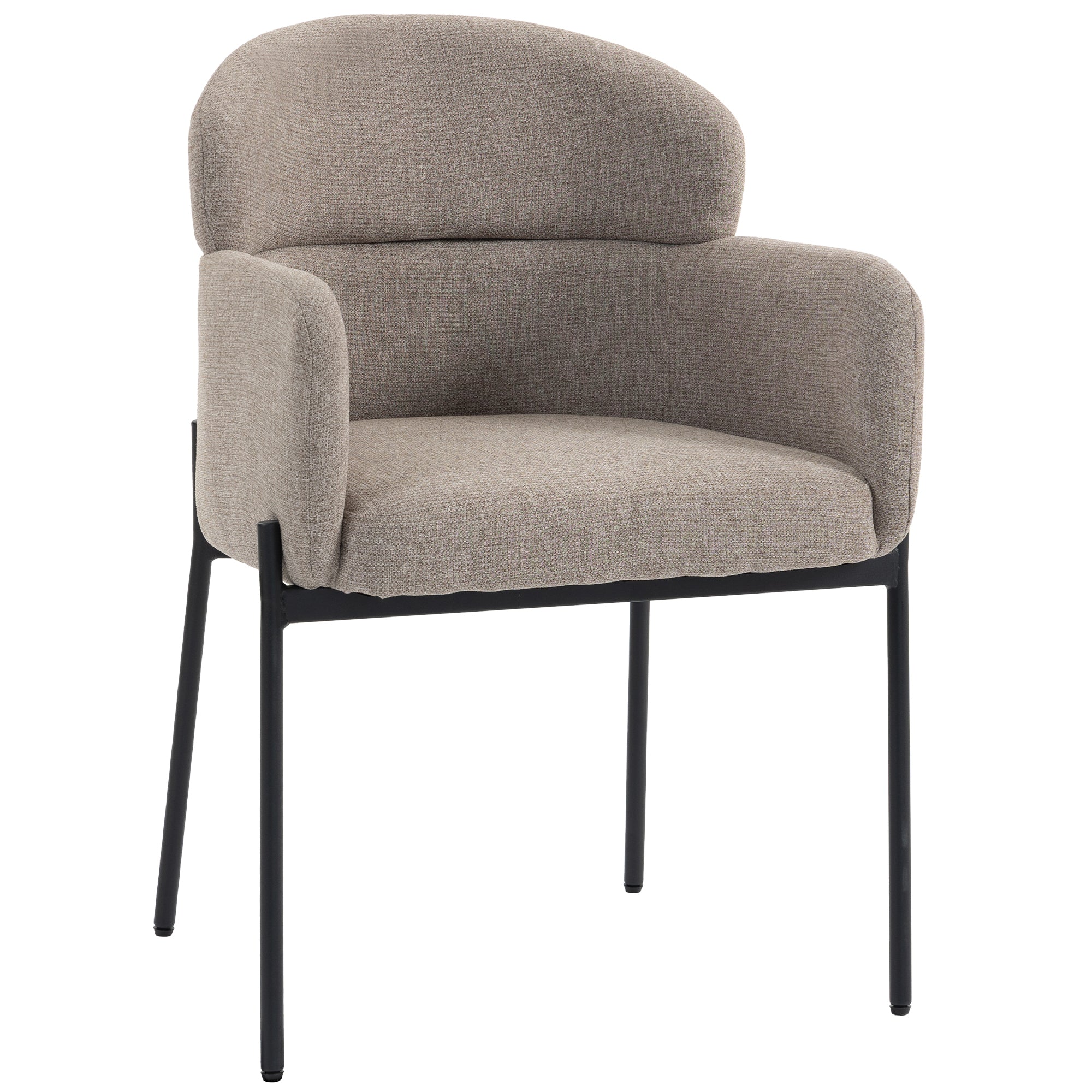 Fauteuil Salon, Fauteuil d'Appoint Rembourré en Chenille avec Dossier Courbé et Accoudoirs, Pieds en Métal, Style Moderne, Chaise de Chambre, Coins Lecture, Petit Espace, Marron Clair