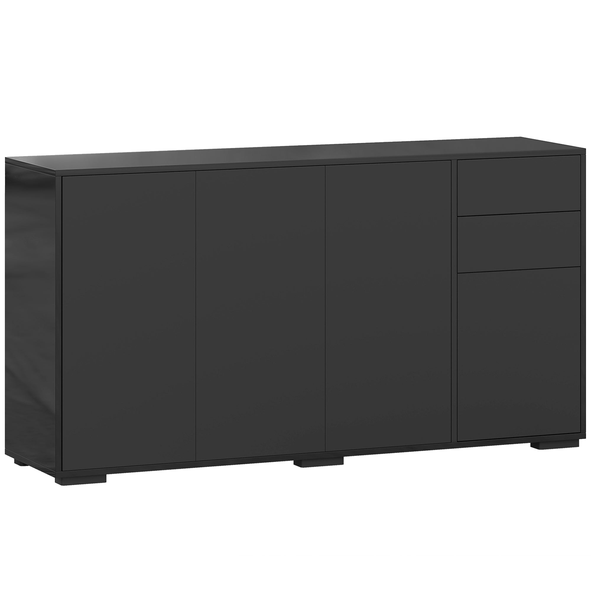 Buffet meuble de rangement 2 tiroirs coulissants 4 portes étagère réglable panneaux de particules 140 x 36 x 74 cm noir