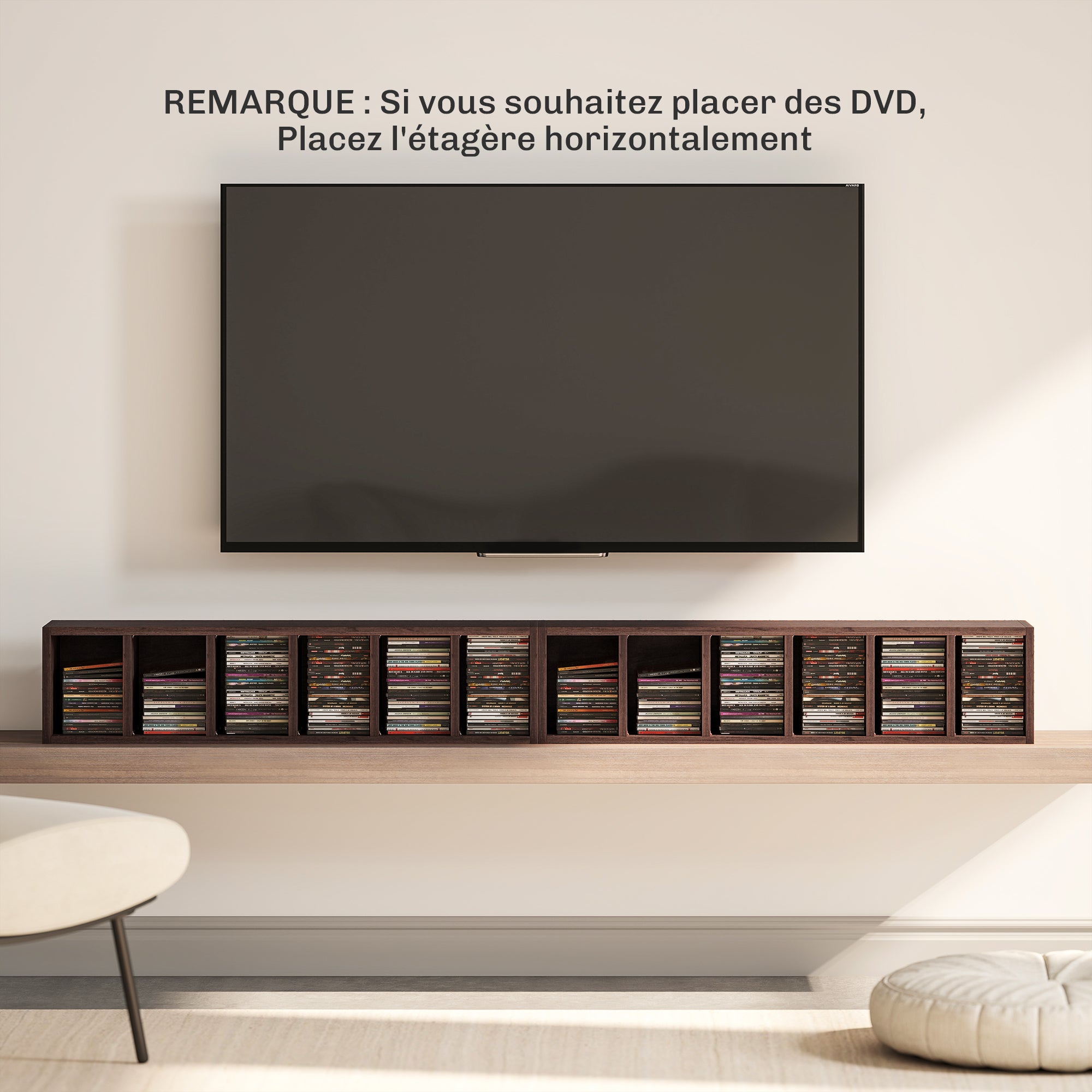 Lot de 2 étagères colonnes armoire de rangement CD-DVD 6 + 6 compartiments 21 x 19,2 x 88,3 cm capacité max. 160 CD effet bois marron