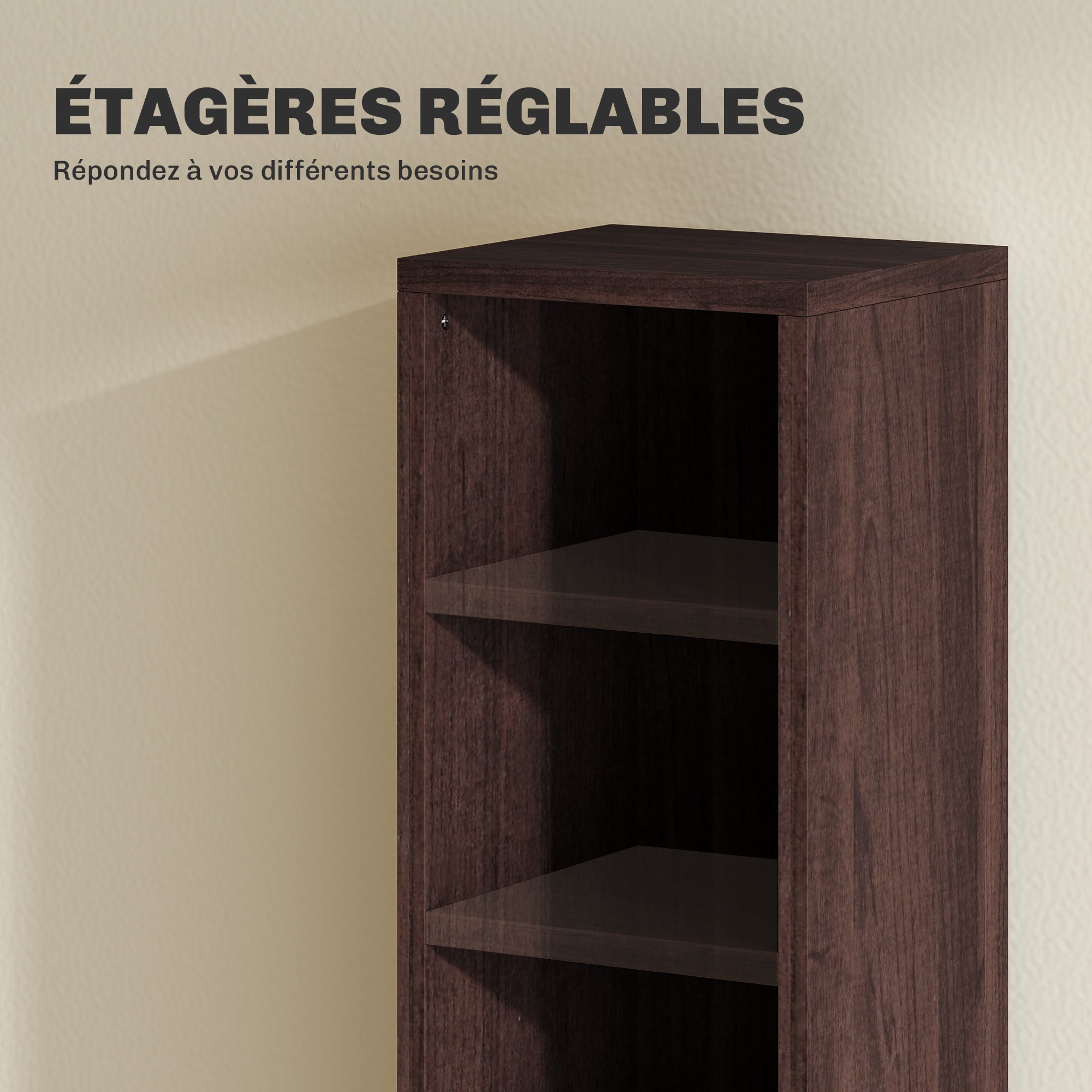 Lot de 2 étagères colonnes armoire de rangement CD-DVD 6 + 6 compartiments 21 x 19,2 x 88,3 cm capacité max. 160 CD effet bois marron