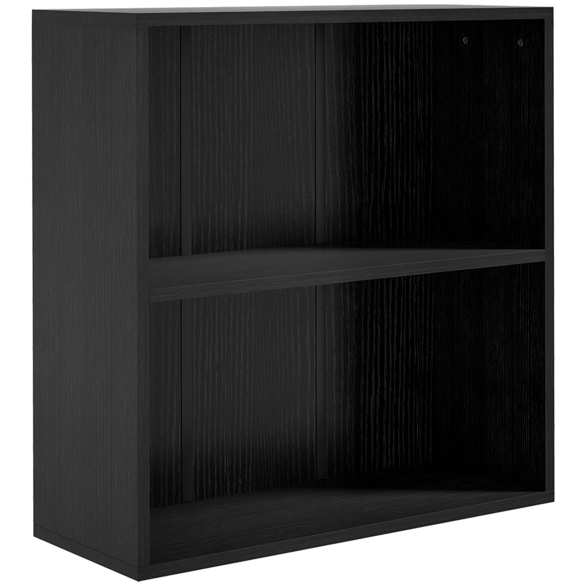 Bibliothèque étagère de rangement avec 2 compartiments et étagère réglable, meuble de rangement pour bureau, salon, chambre, 60 x 24 x 63 cm, noir