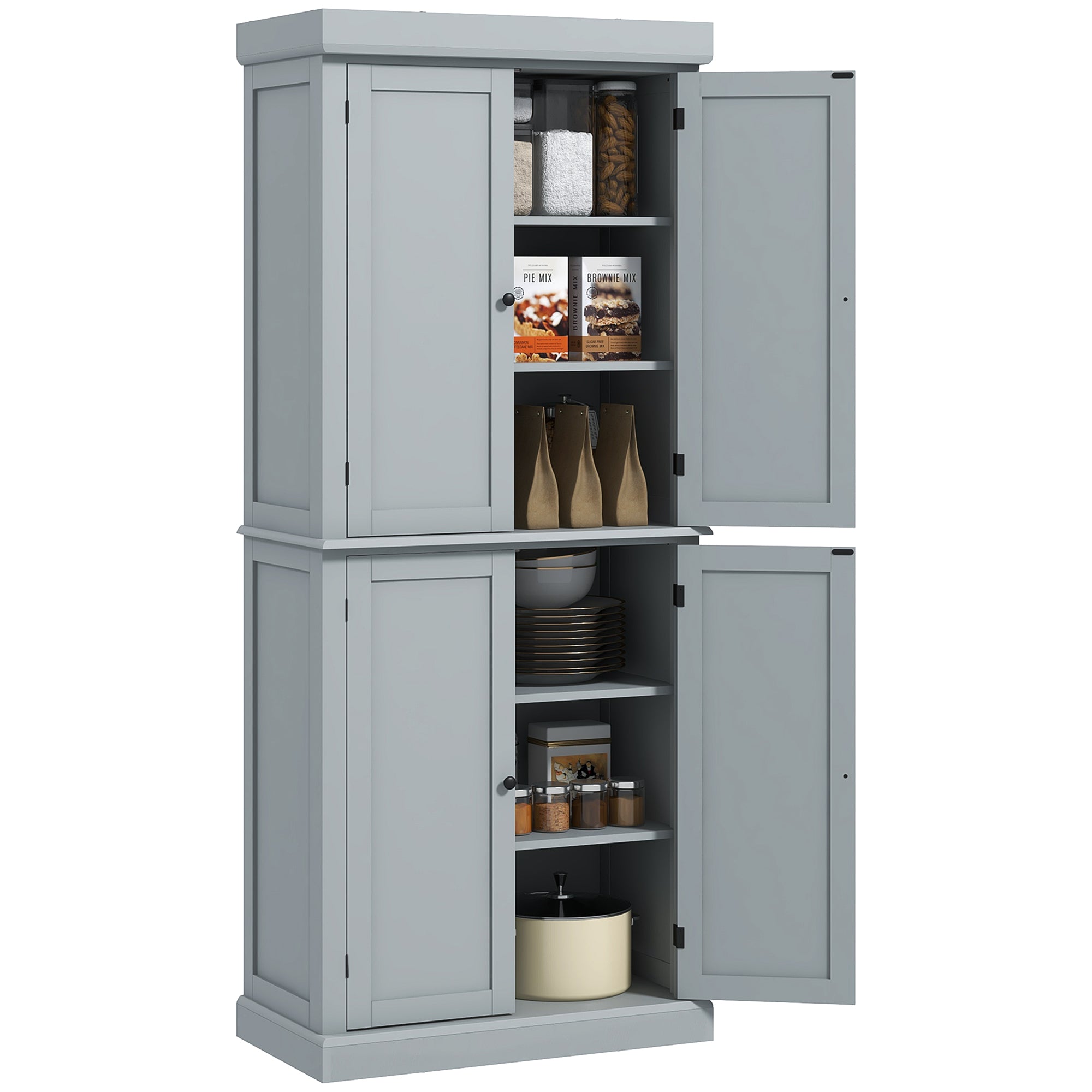 Armoire de cuisine buffet cuisine vaisselier meuble de rangement style moderne avec placards, étagères réglables, pour salle à manger, salon, 76 x 40,5 x 184 cm, gris