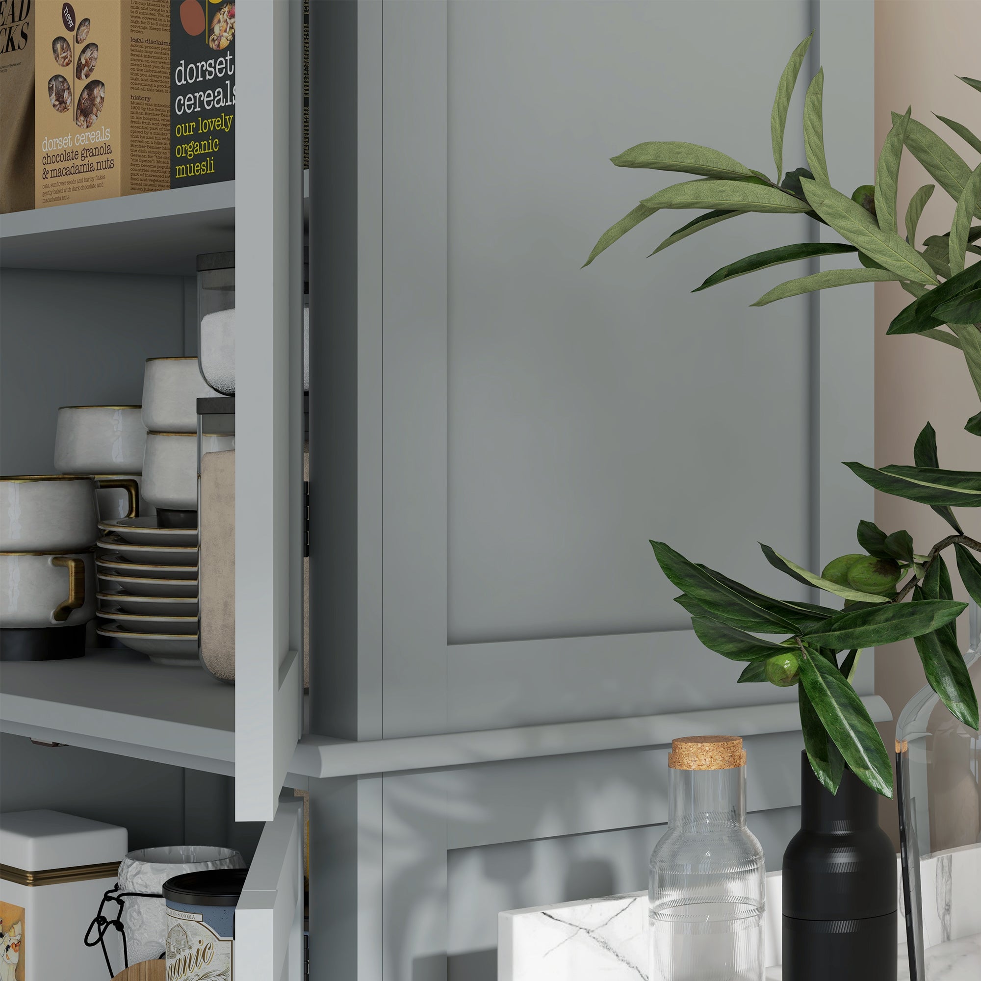 Armoire de cuisine buffet cuisine vaisselier meuble de rangement style moderne avec placards, étagères réglables, pour salle à manger, salon, 76 x 40,5 x 184 cm, gris