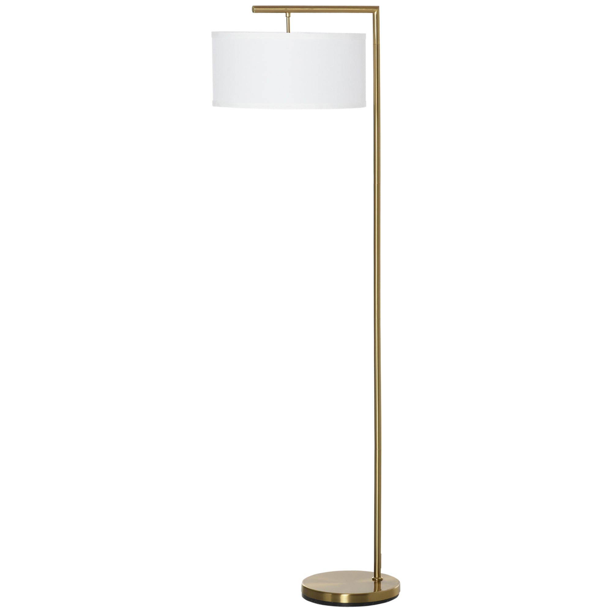 Lampadaire lampe à pied abat-jour en tissu de lin base ronde stable pour salle bureau chambre à coucher 47 x 37 x 153 cm or et blanc