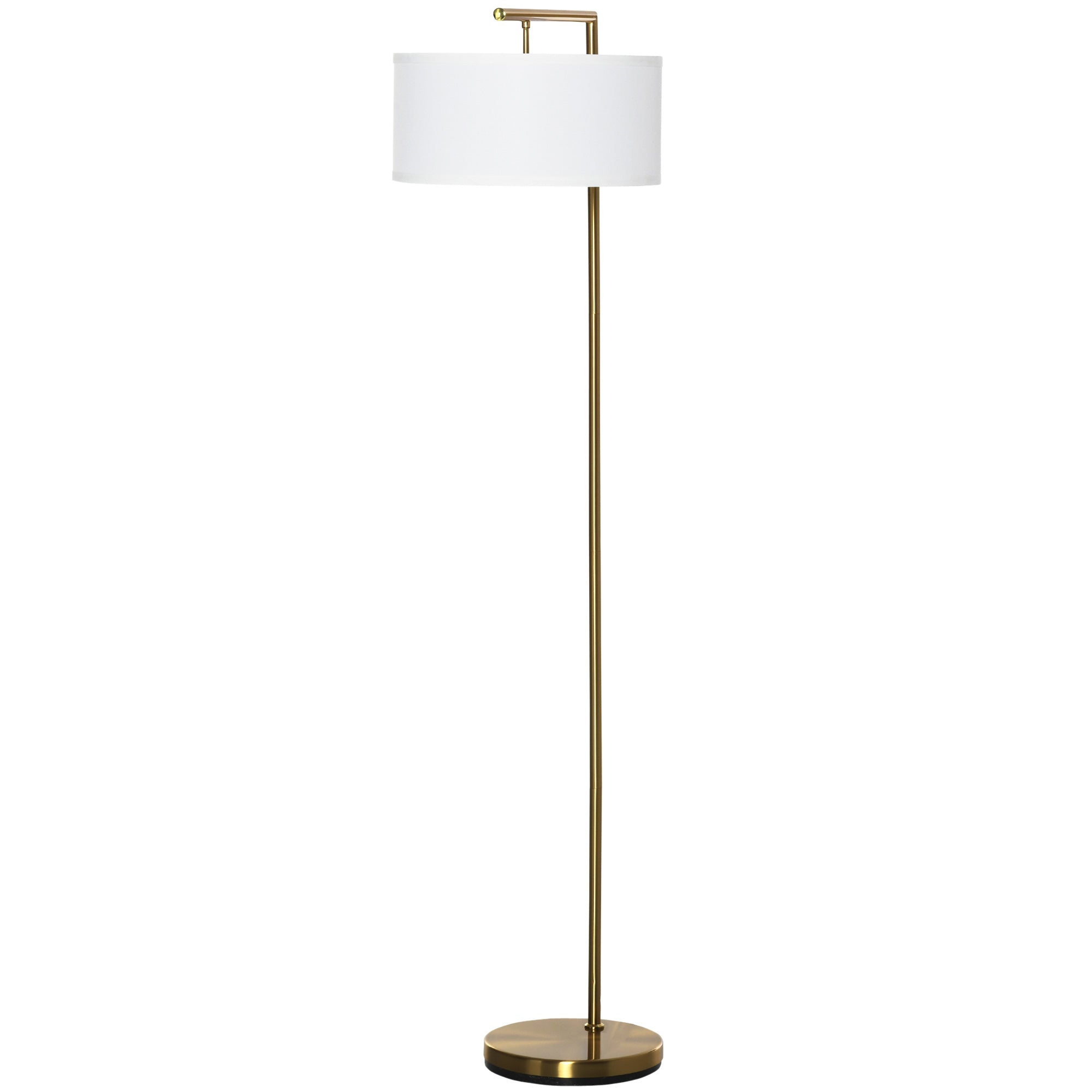 Lampadaire lampe à pied abat-jour en tissu de lin base ronde stable pour salle bureau chambre à coucher 47 x 37 x 153 cm or et blanc