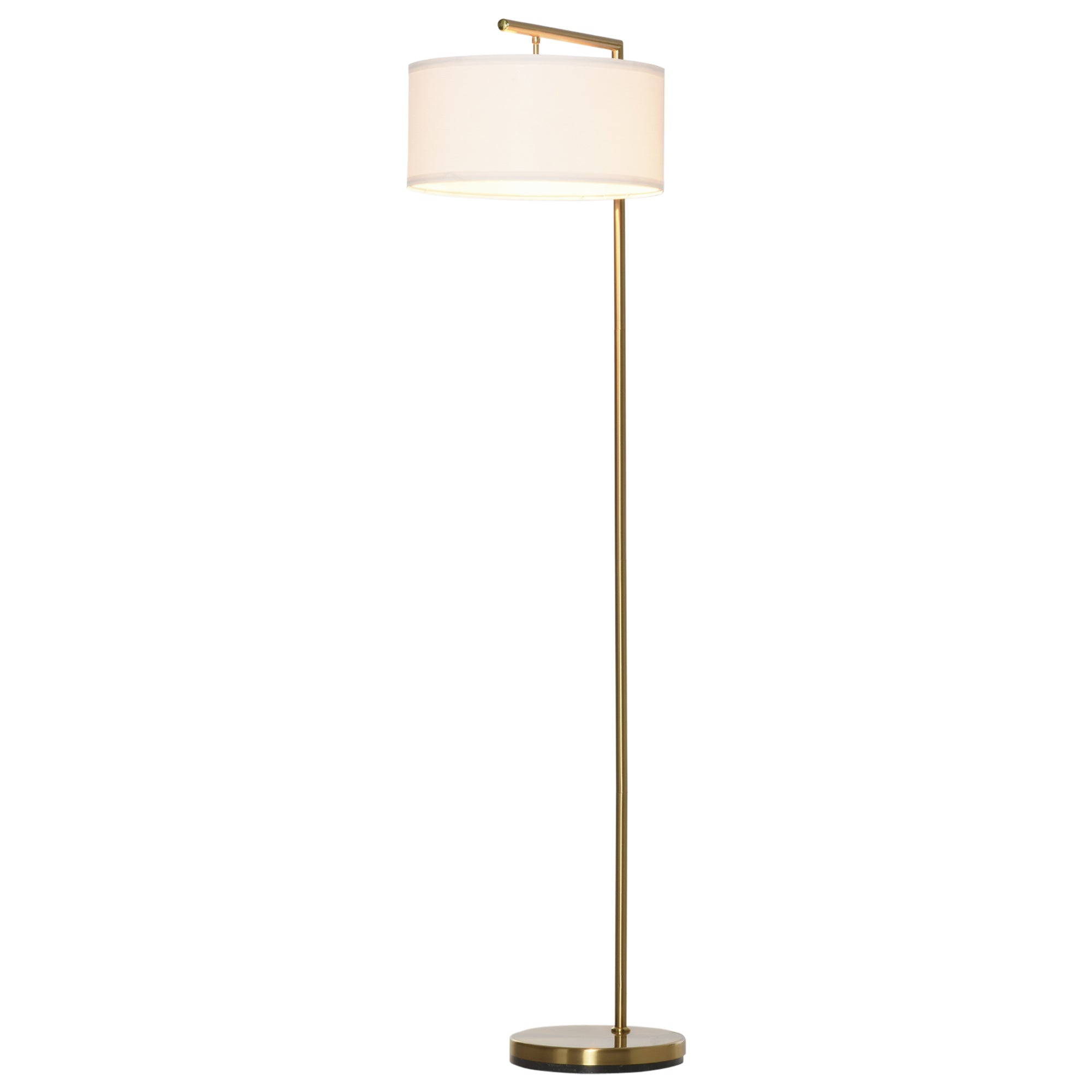 Lampadaire lampe à pied abat-jour en tissu de lin base ronde stable pour salle bureau chambre à coucher 47 x 37 x 153 cm or et blanc