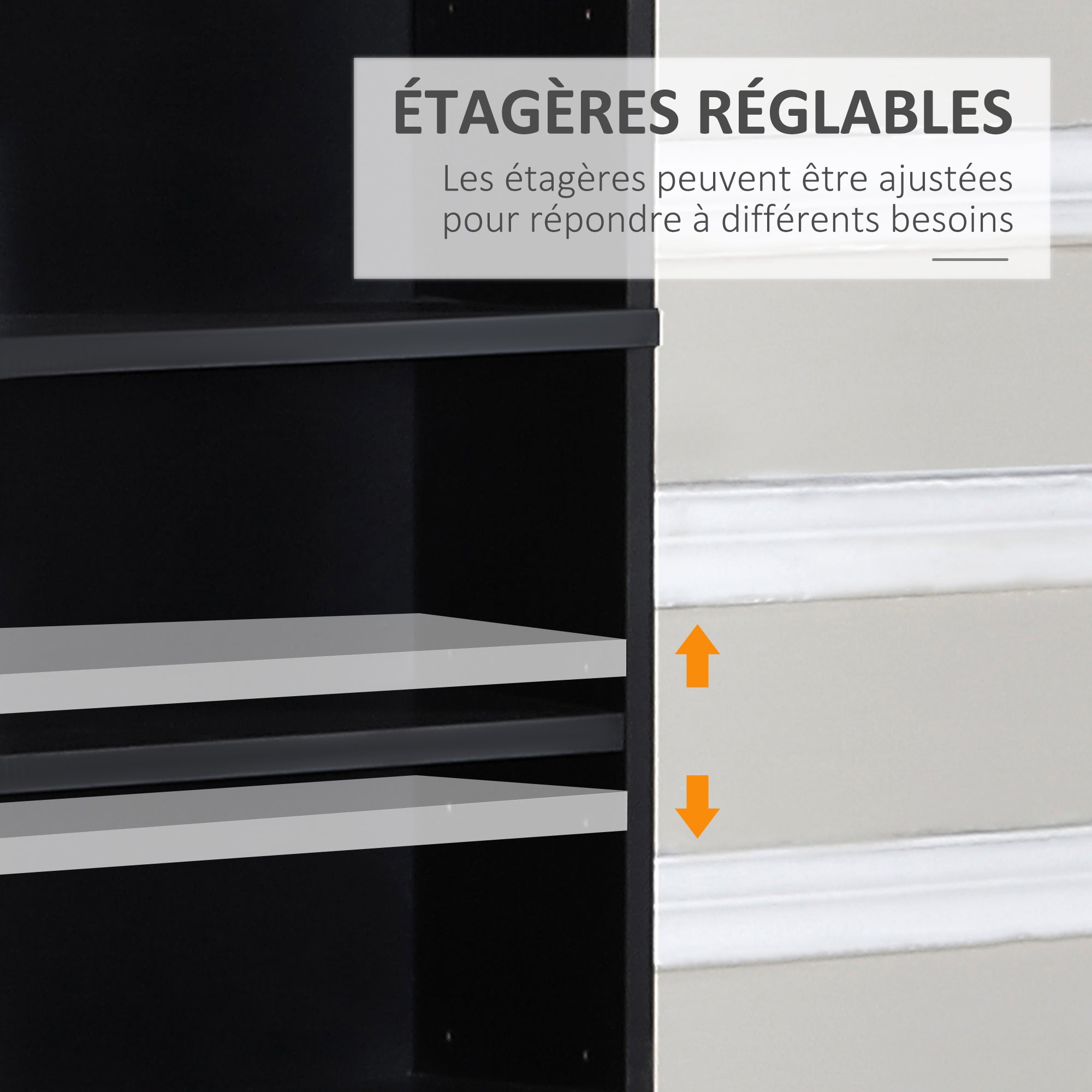 Rangements pour CD et DVD, étagère rangement, capacité max. 1116 CD/528 DVD, 36 compartiments et étagères réglables, pour bureau, salon, chambre, 102 x 23,5 x 195 cm, noir