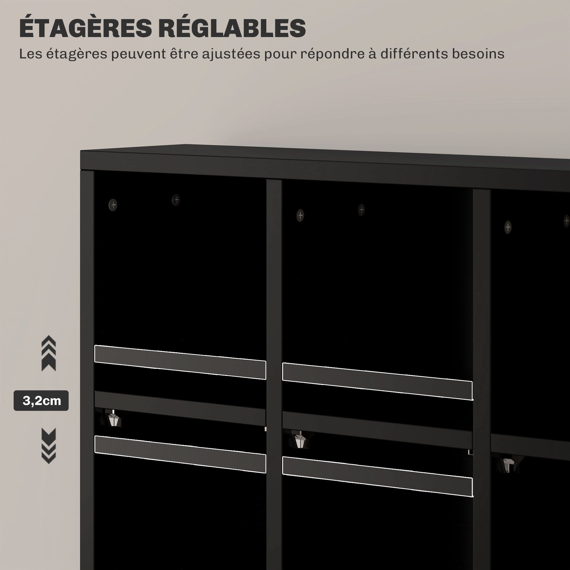 Rangements pour CD et DVD, meuble de rangement multimédia avec 24 compartiments, capacité max. 456 CD/ 336 DVD, bibliothèque en bois avec étagères réglables, 89 x 20 x 130,5 cm, noir