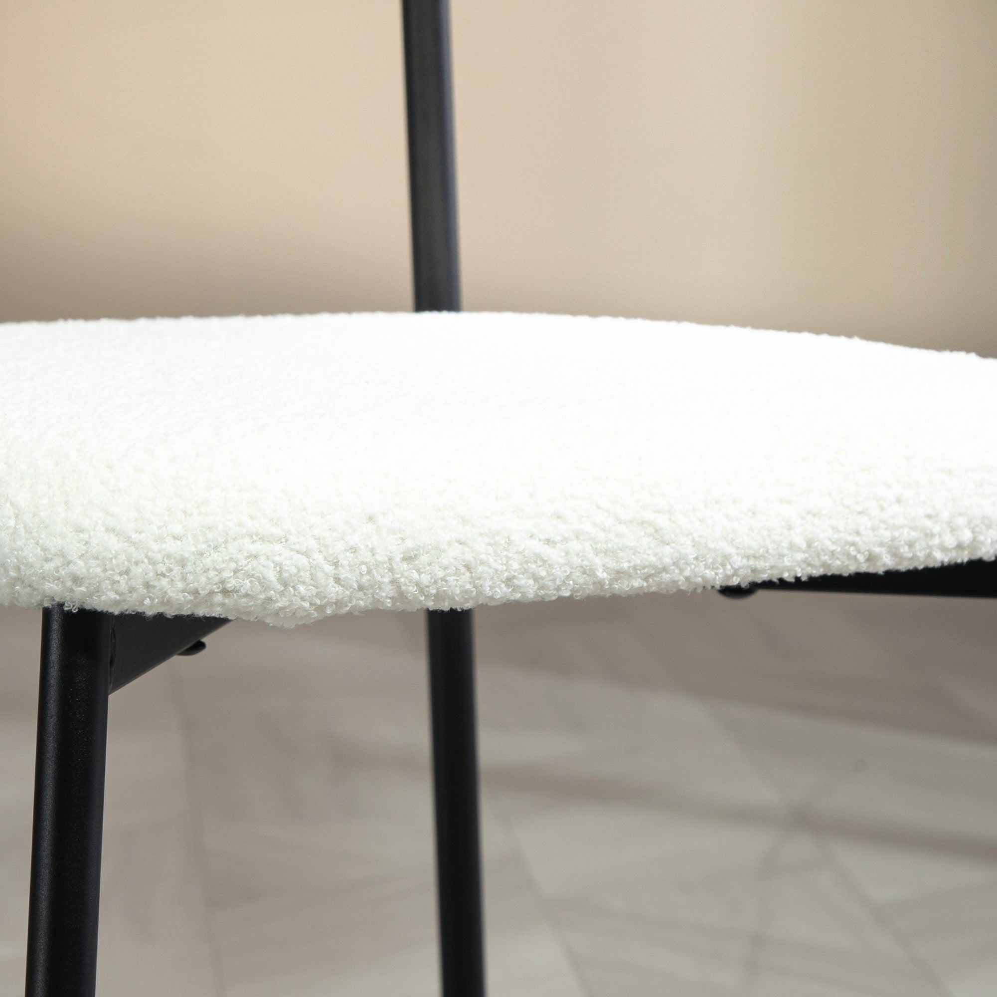 Lot de 2 chaises salle à manger chaise de cuisine vintage chaise de salon rembourrée avec assise effet bouclette, dossier courbé effet bois pour salon, salle à manger, chambre, crème et marron