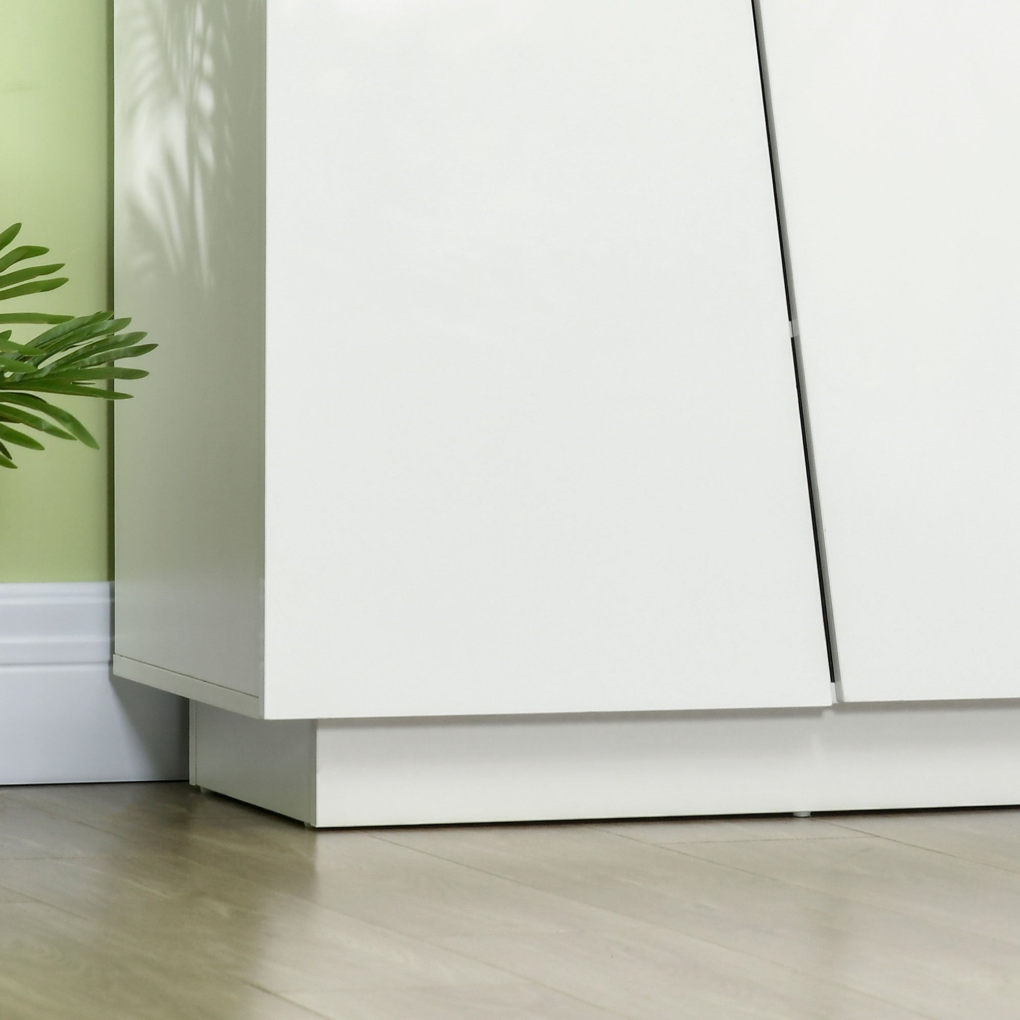 Buffet à haute brillance, meuble de rangement avec placard double porte géométrique et étagère réglable, style moderne, buffet salle à manger, cuisine et salon, 70 x 40 x 88 cm, blanc