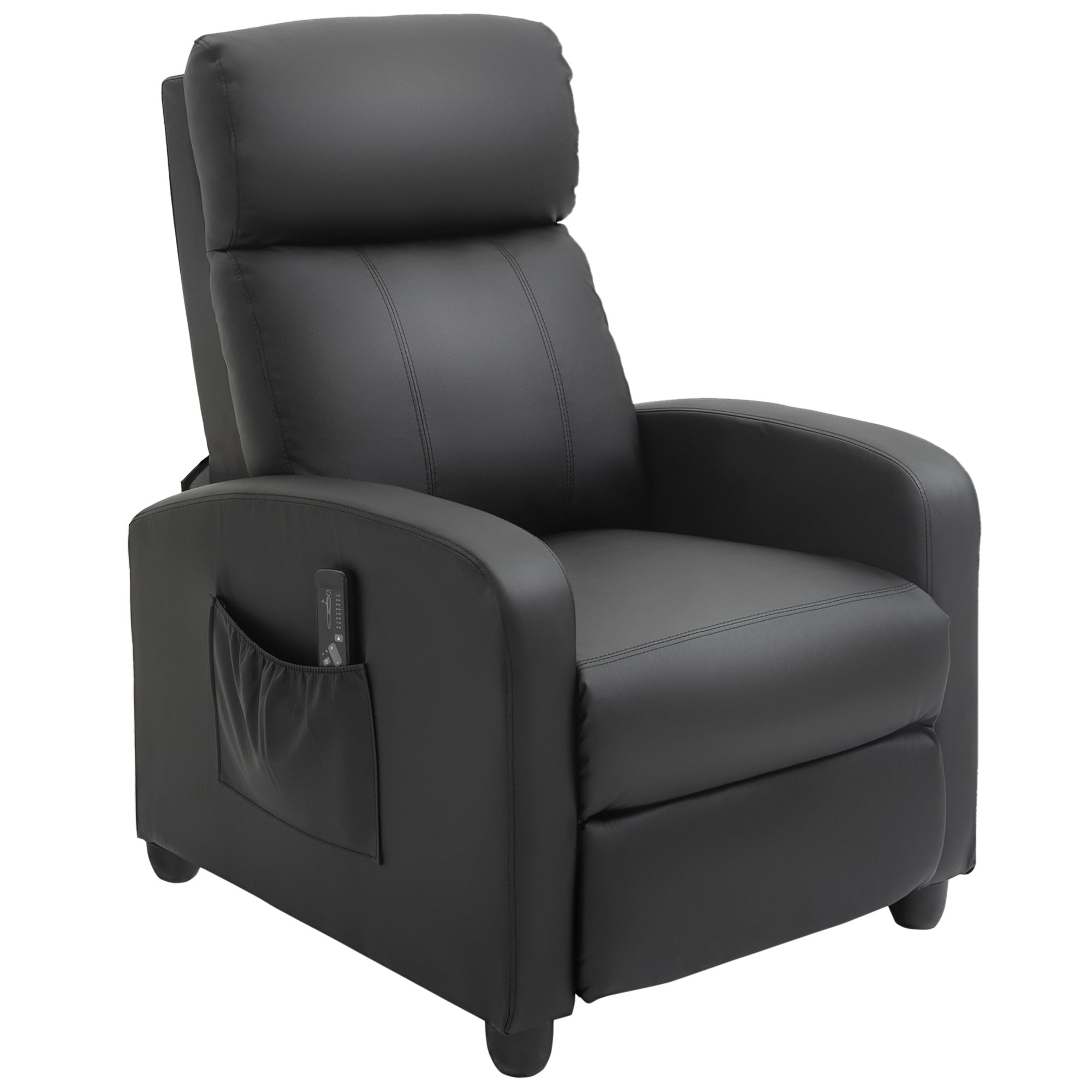 Fauteuil de Relaxation et Massage électrique avec Inclinaison Manuelle Dossier Repose-Pied réglable revêtement synthétique Noir