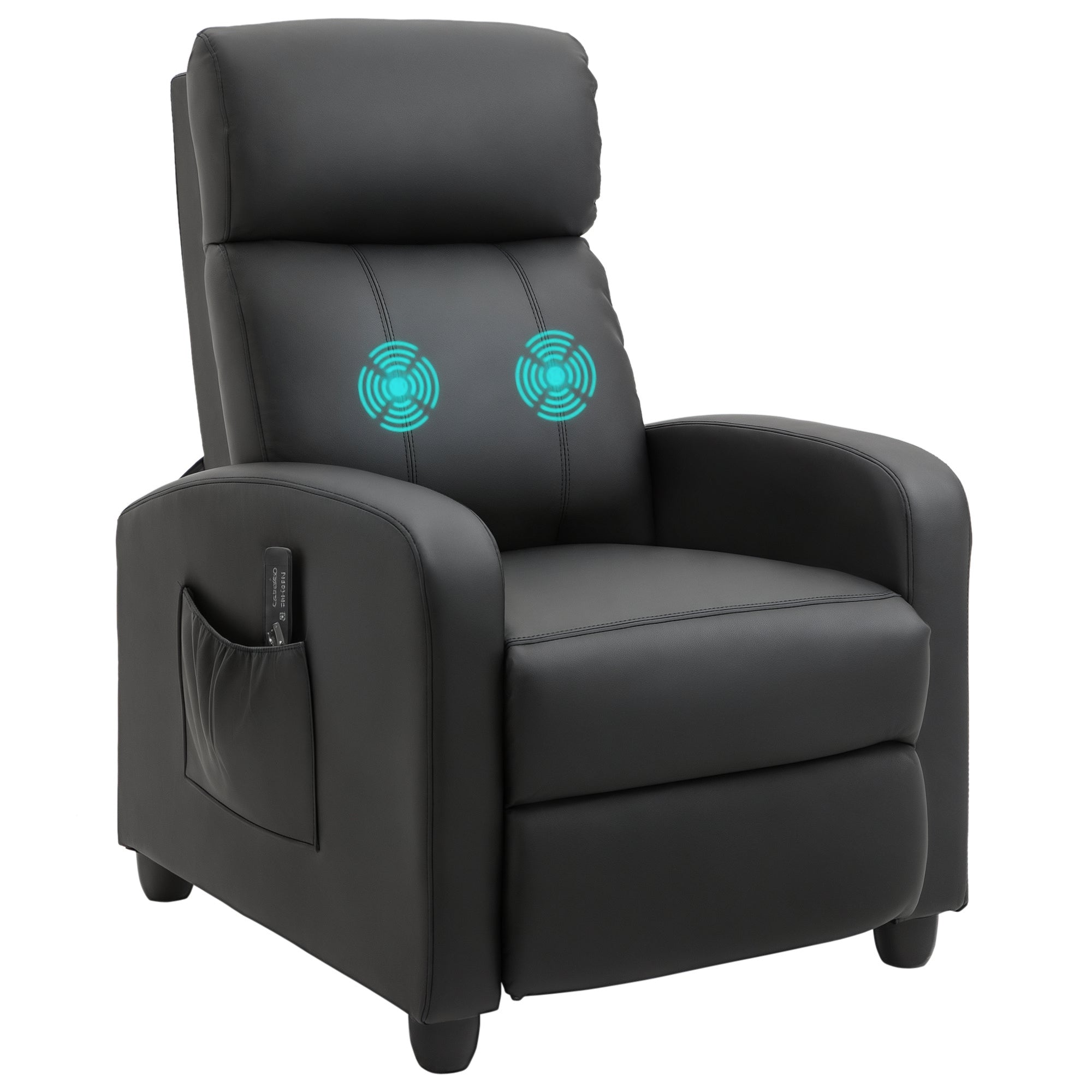Fauteuil de Relaxation et Massage électrique avec Inclinaison Manuelle Dossier Repose-Pied réglable revêtement synthétique Noir