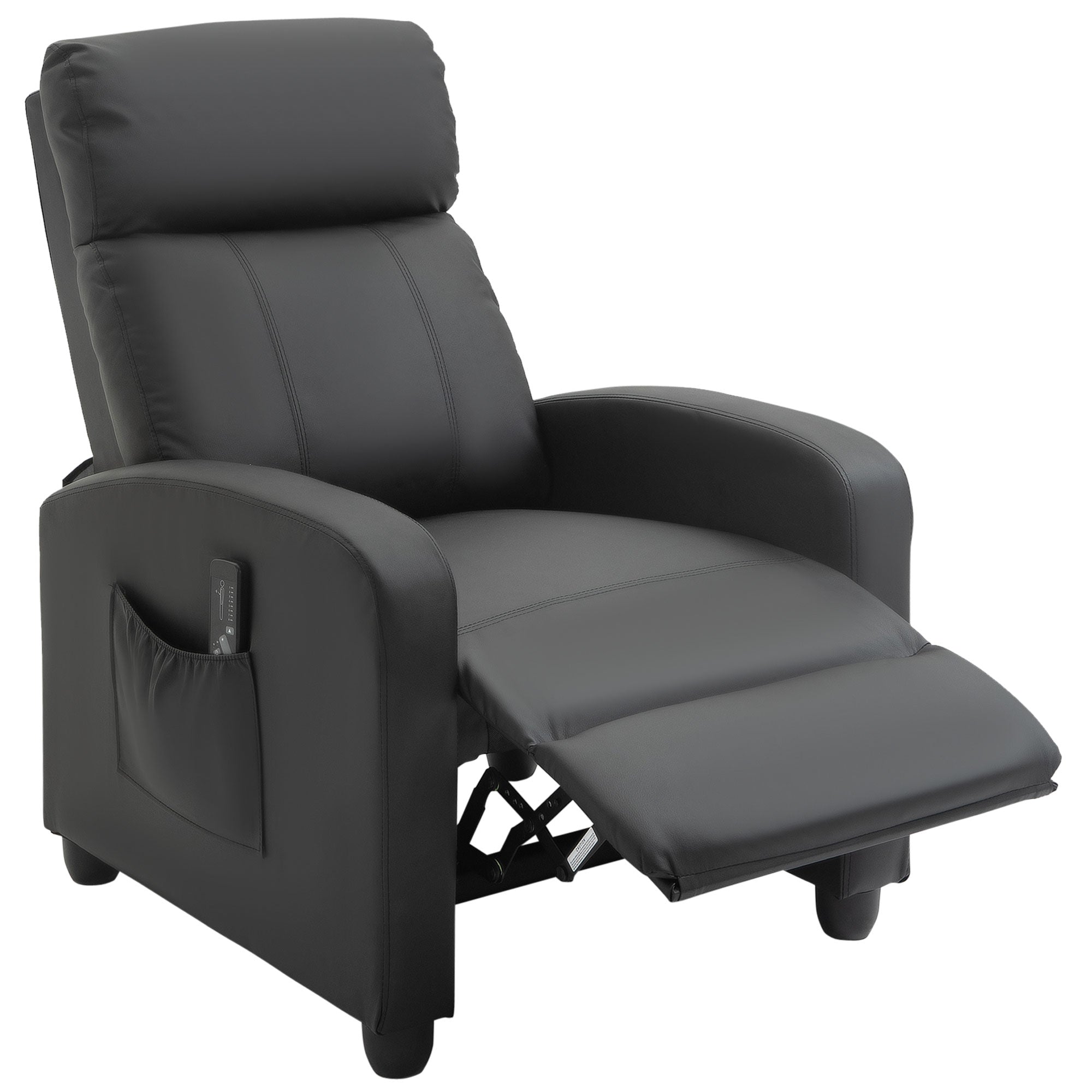 Fauteuil de Relaxation et Massage électrique avec Inclinaison Manuelle Dossier Repose-Pied réglable revêtement synthétique Noir