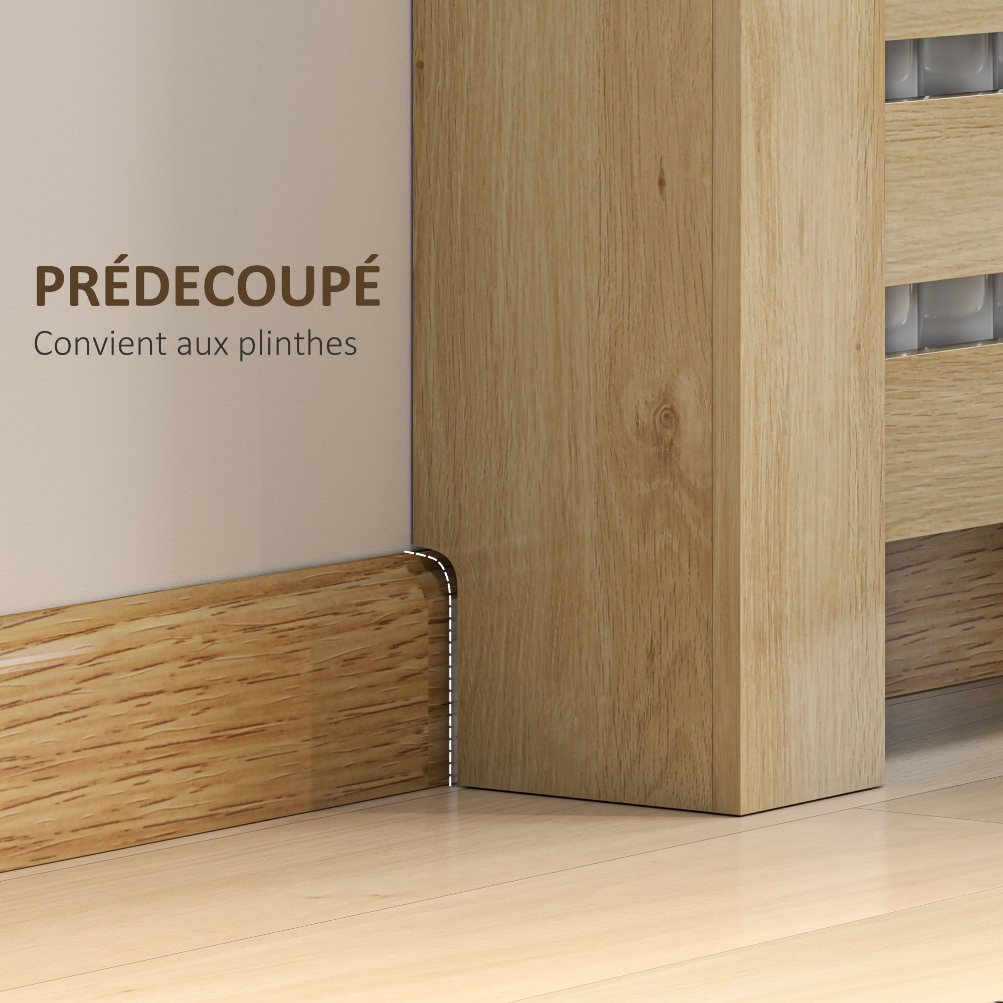 Couvercle de radiateur, cache radiateur, grille à lattes horizontales, avec tiroir, pour salon, chambre à coucher, couloir, en bois, 78 x 19 x 95,5 cm, chêne