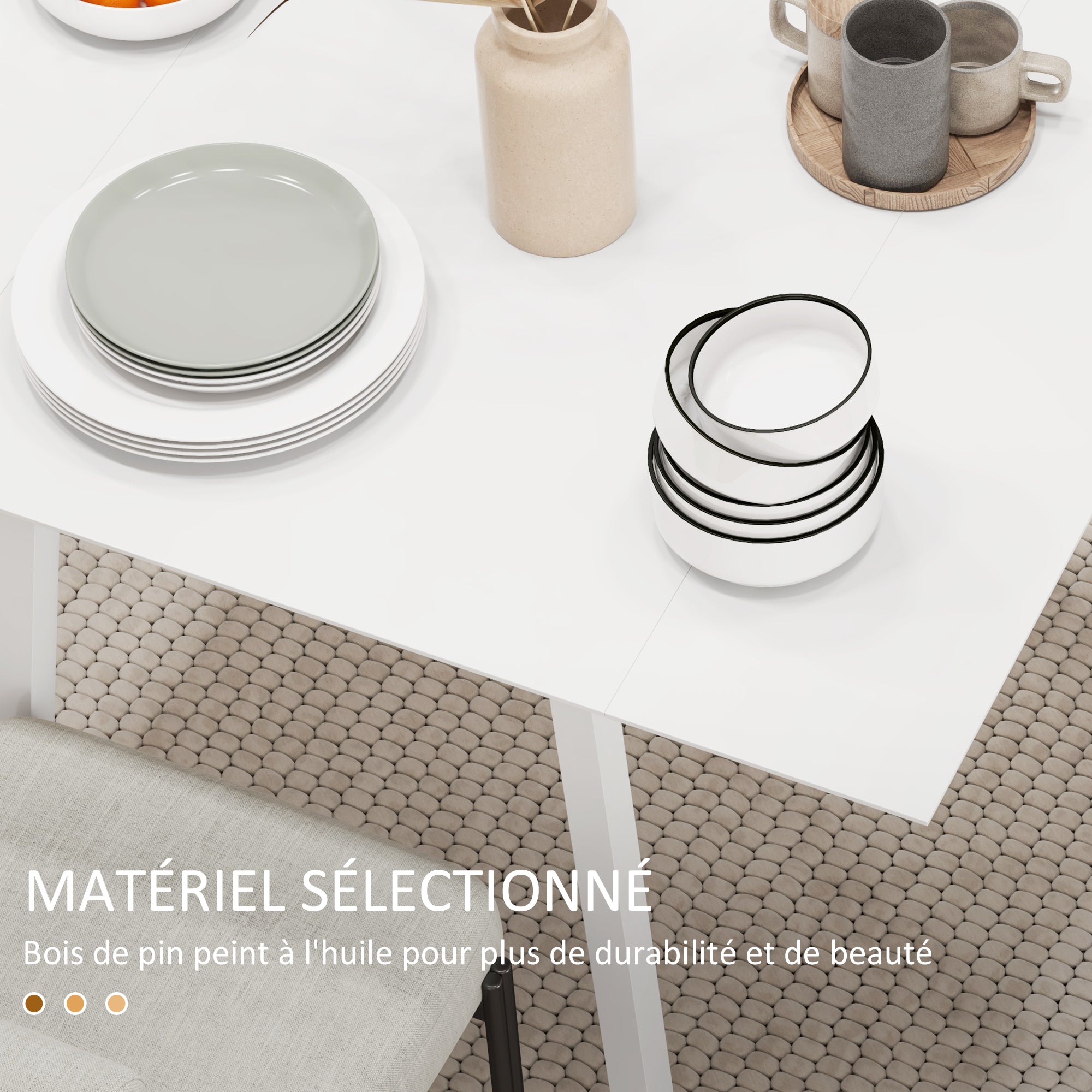 Table de cuisine pliable table à manger pliante avec plateau rabattable en bois pour 2 à 4 personnes, blanc