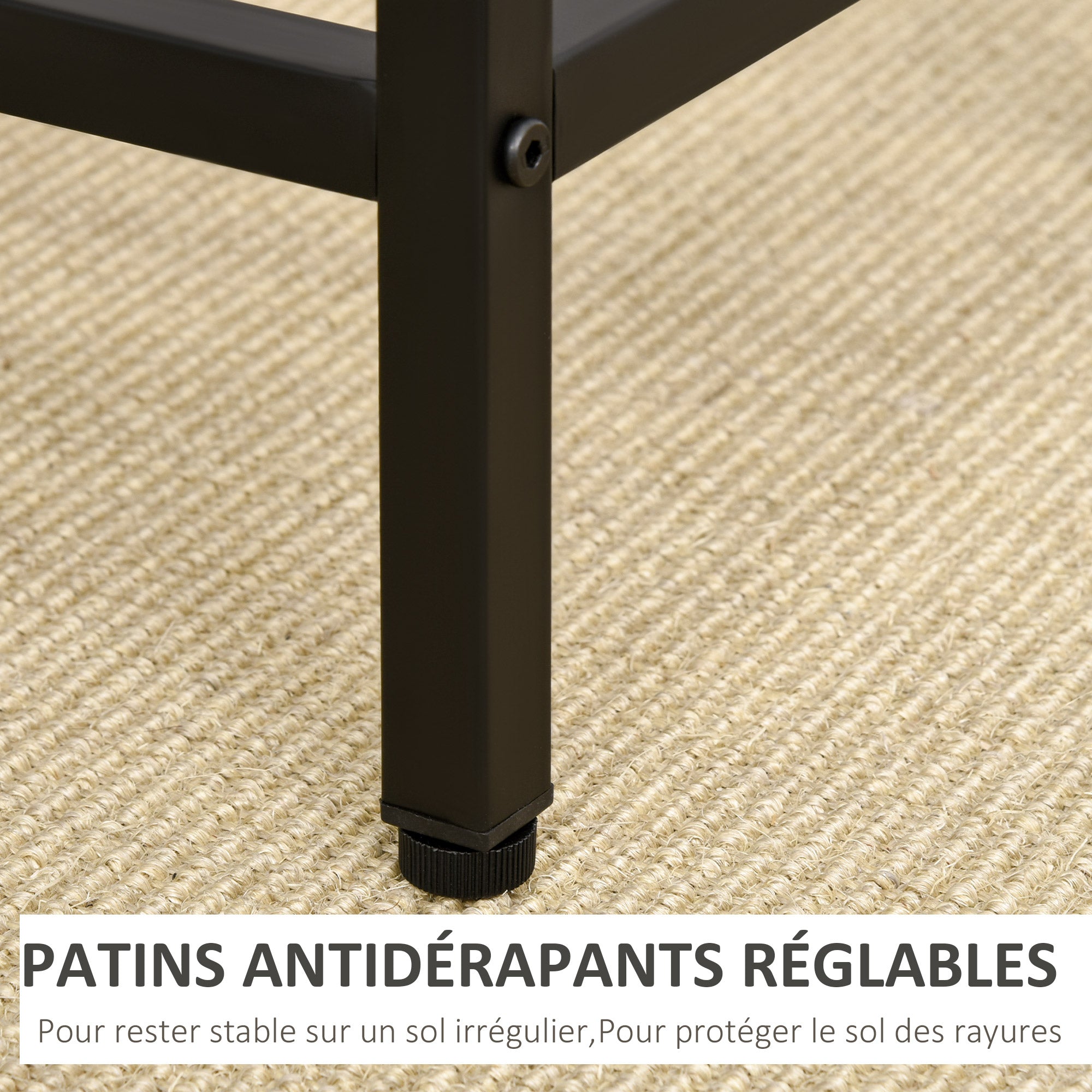 Ensemble Table de Bar Industriel + 4 tabourets Repose-Pieds en Bois couleur Chêne Clair Cadre en métal Noir