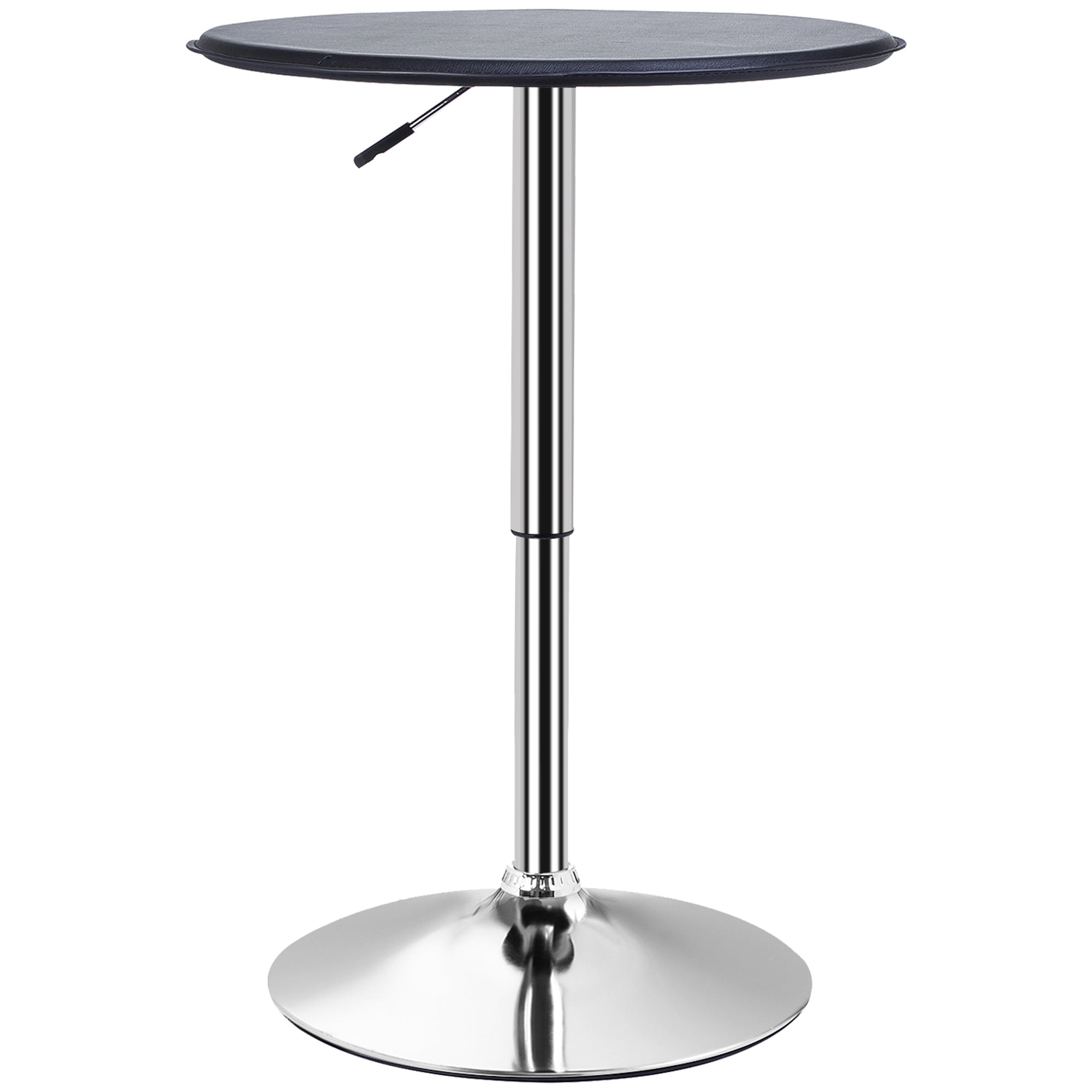 Table de Bar Table Bistro Mange-debout Chic Style Contemporain Table Ronde Hauteur réglable 67-93 cm Ø 63 cm Plateau pivotant 360° métal chromé PVC Noir