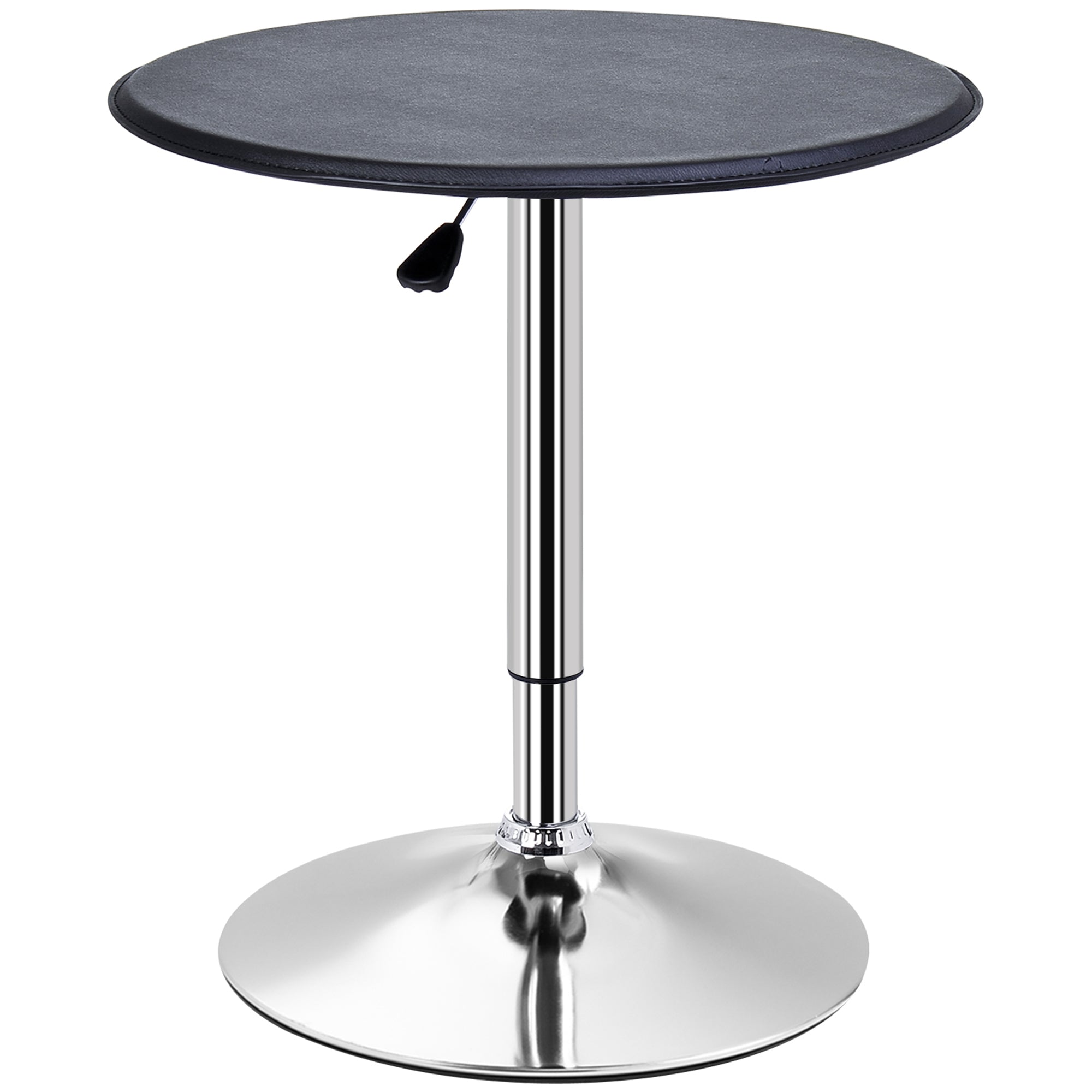 Table de Bar Table Bistro Mange-debout Chic Style Contemporain Table Ronde Hauteur réglable 67-93 cm Ø 63 cm Plateau pivotant 360° métal chromé PVC Noir