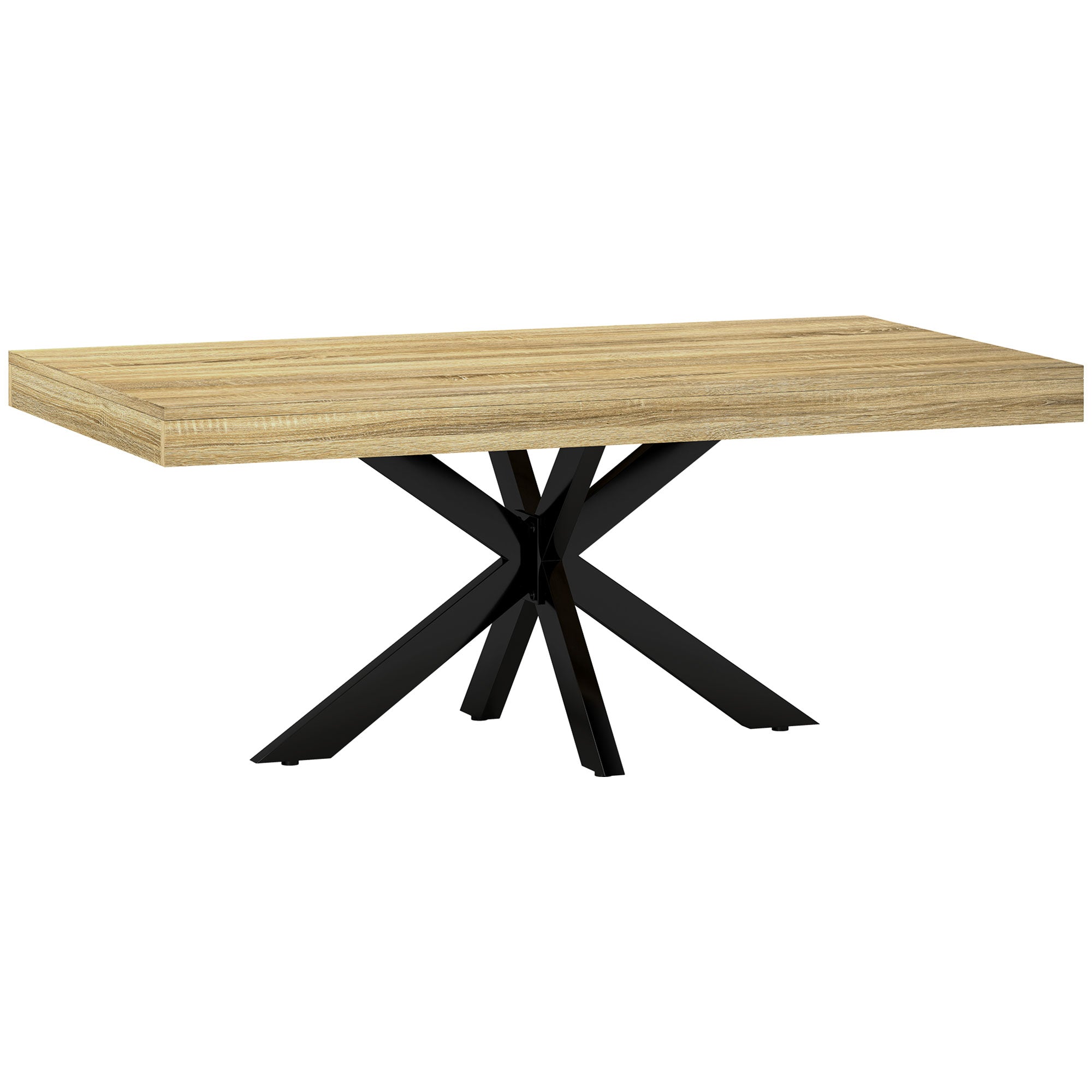 Table Basse rectangulaire table d'appoint Style Industriel en métal Noir et Plateau aspect Bois - dim. 110 x 60 x 45cm