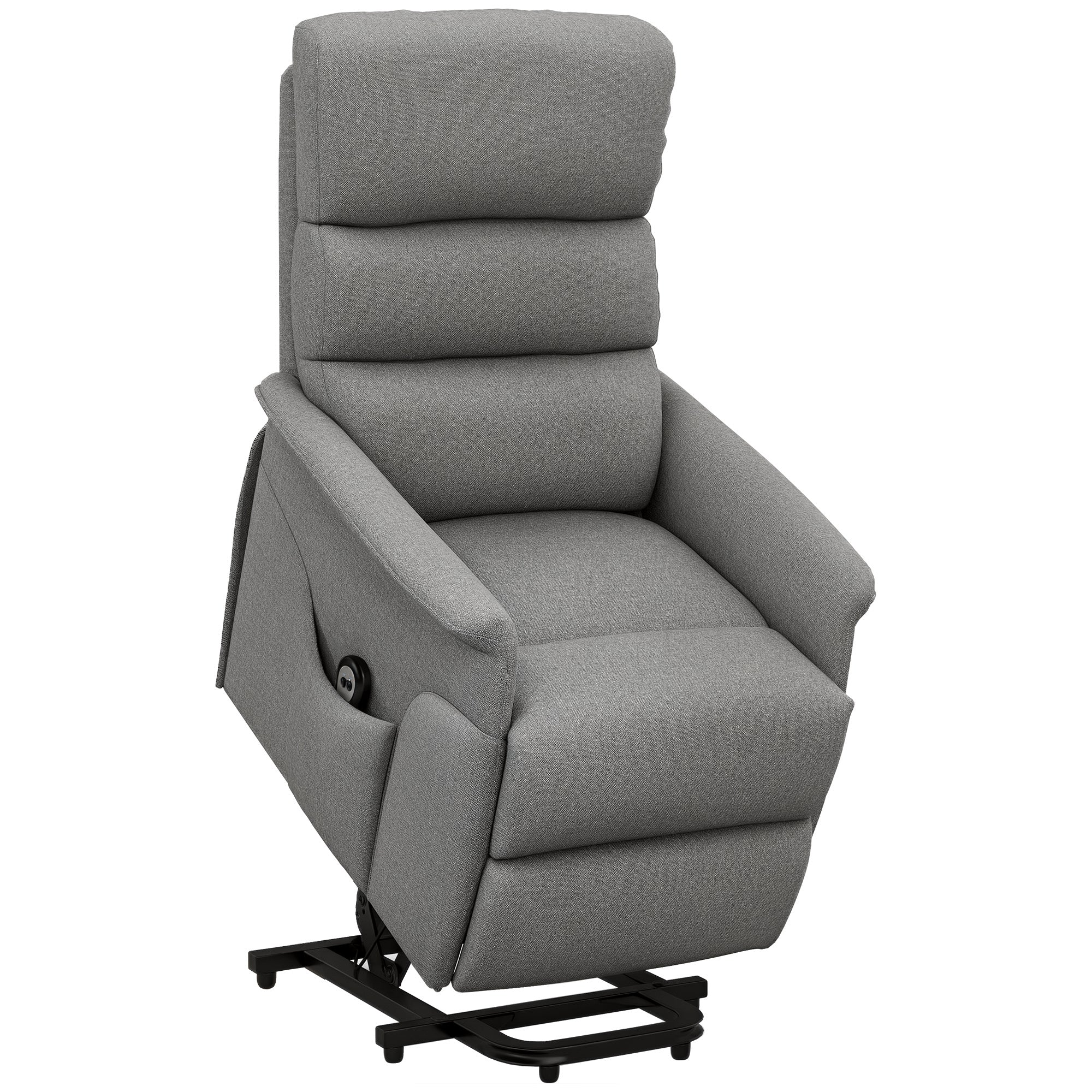 Fauteuil releveur électrique Fauteuil de Relaxation inclinable avec Repose-Pied, télécommande, Pochette, Tissu de Lin, Gris