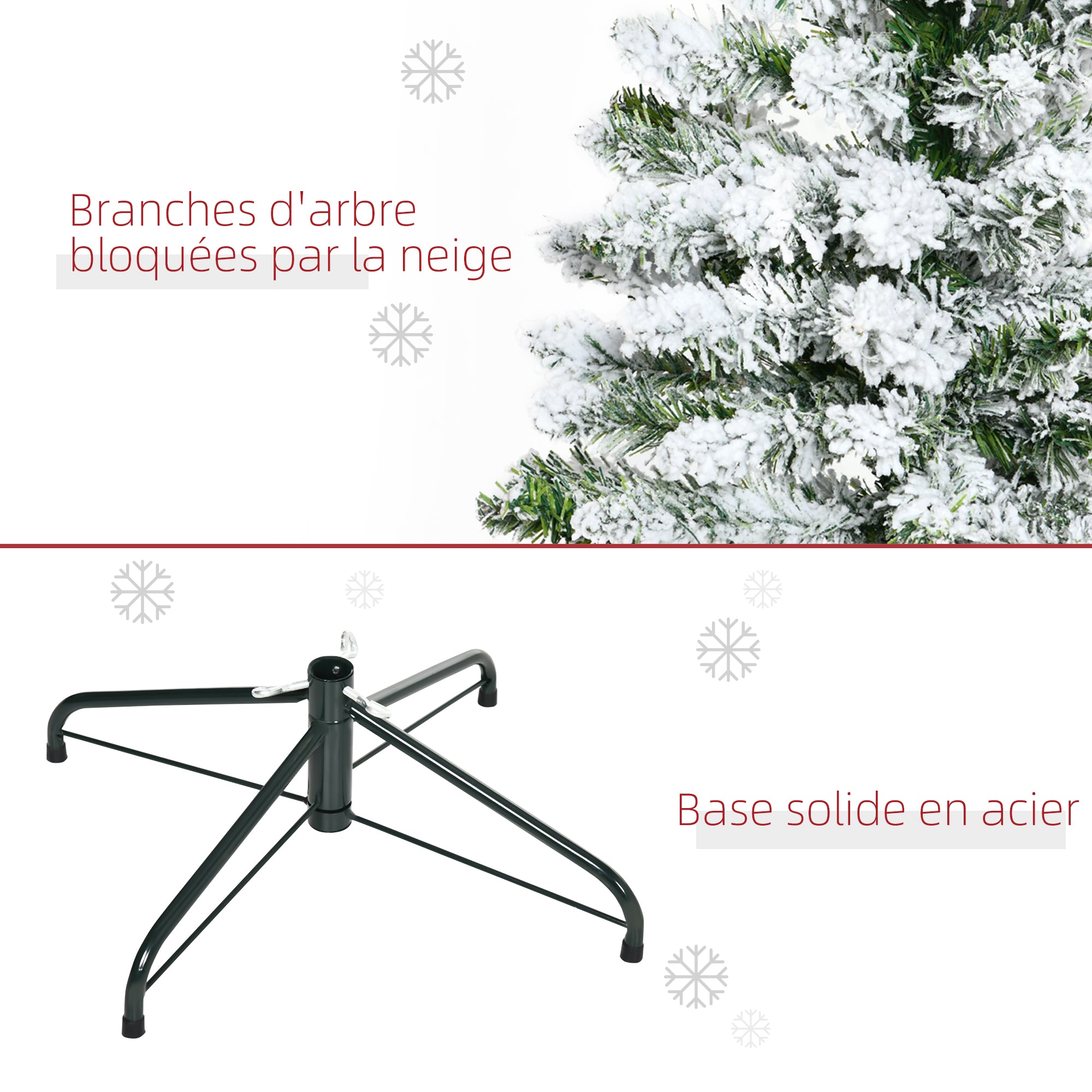 Sapin de Noël Artificiel enneigé 120H cm 200 Branches épines Imitation Nordmann Grand réalisme