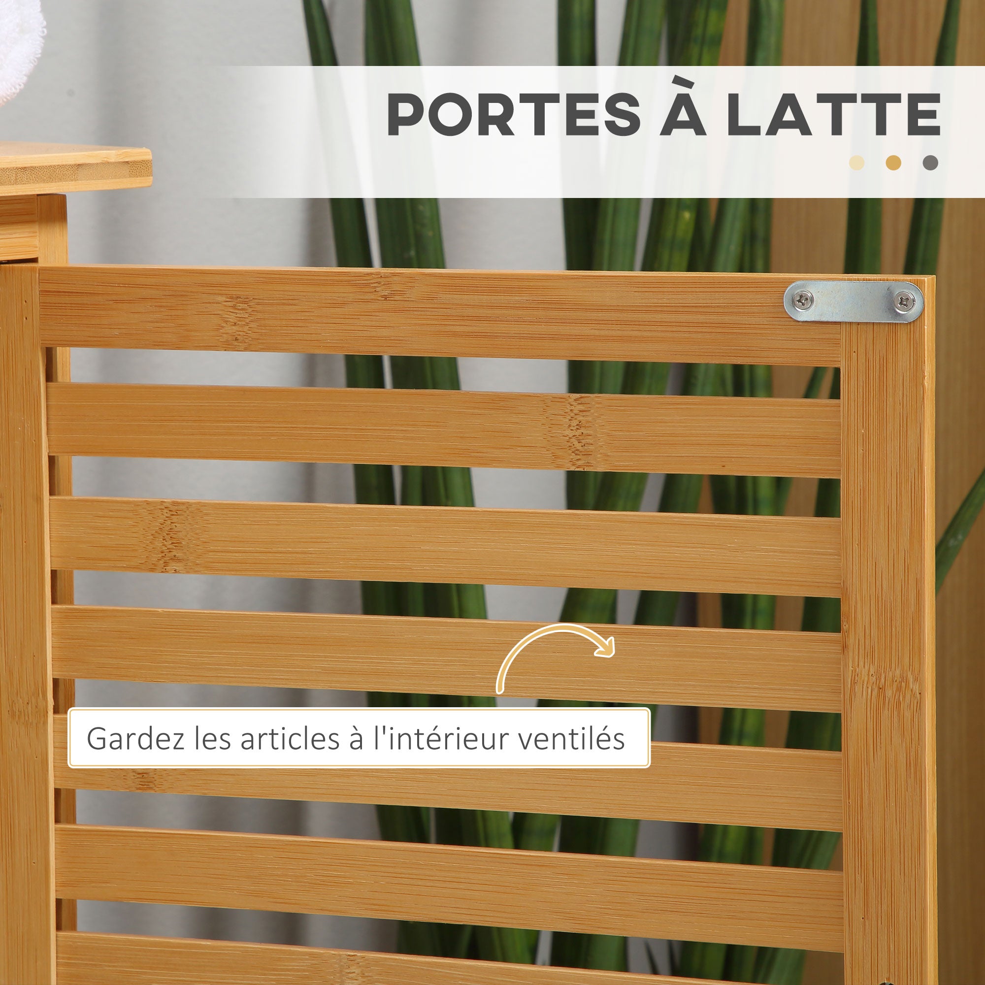 Meuble sous lavabo salle de bain en bambou meuble sous vasque meuble de salle de bain sous lavabo 2 portes - 66 x 29 x 61,5 cm