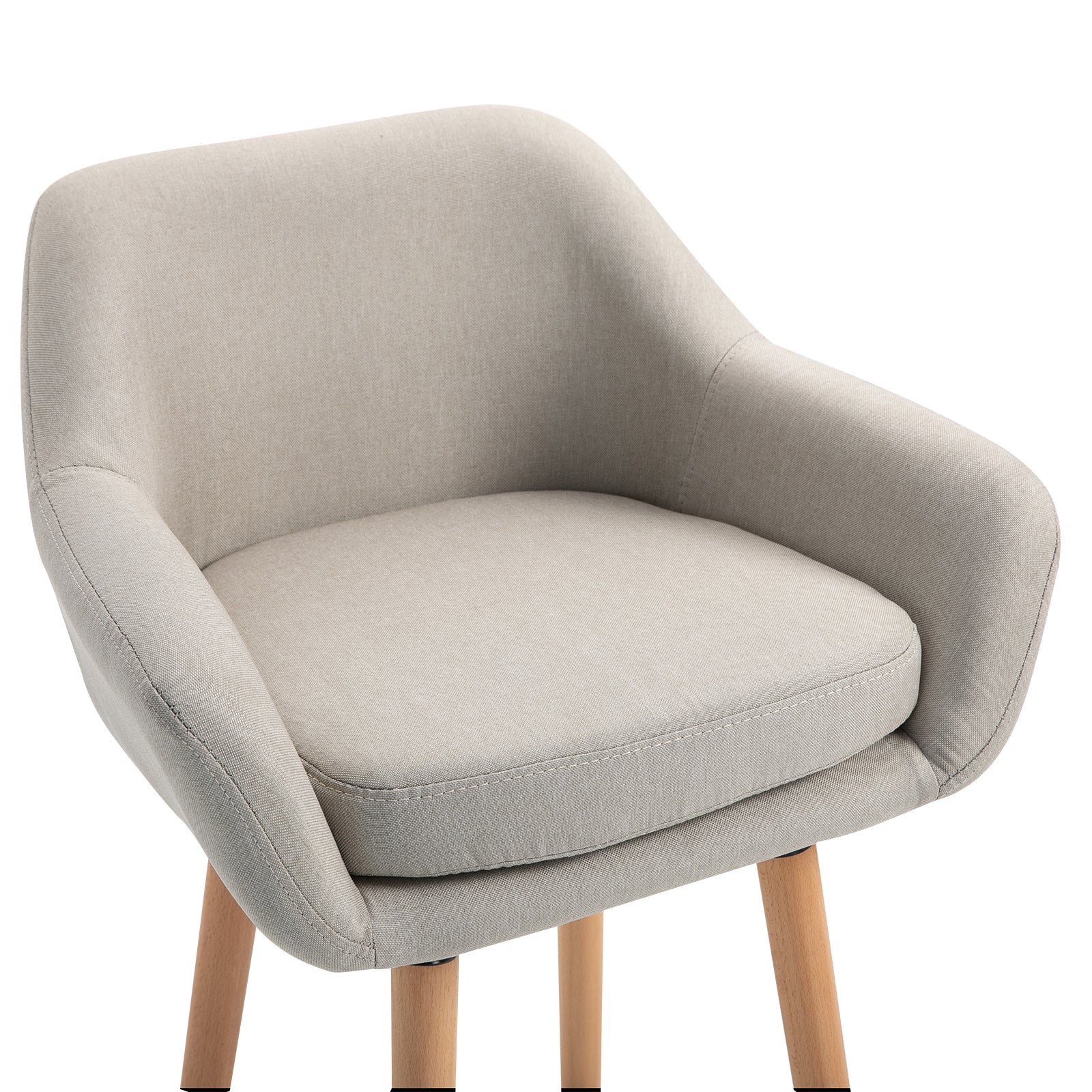 Tabourets de Bar Design scandinave - Lot de 2 tabourets de Bar Grand Confort avec Repose-Pieds et accoudoirs - Bois massif Lin Beige