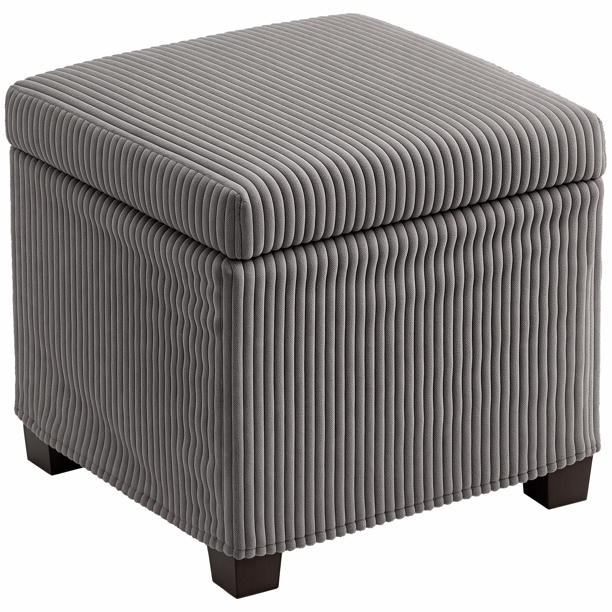Coffre pouf rangement 30 L, tabouret de rangement avec couvercle amovible, ottoman repose-pied cube rembourré en velours côtelé, pour salon chambre entrée, charge 120 Kg, 40 x 40 x 40 cm, gris
