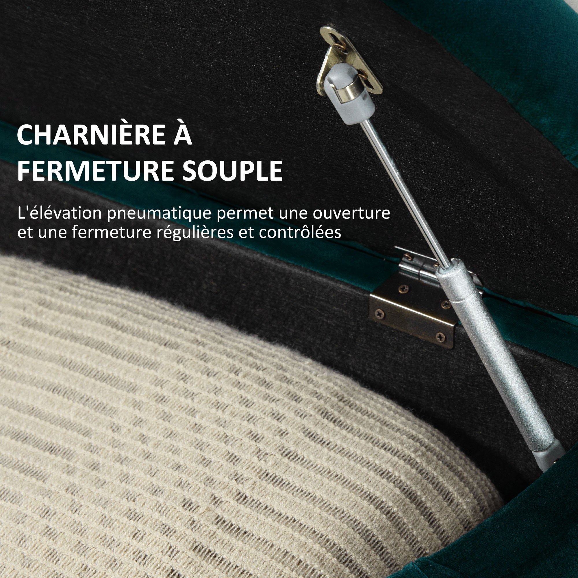 Banc de rangement, coffre de rangement design capitonné demi-cercle bout de lit avec revêtement velours, pieds en bois d'hévéa, pour salon, chambre, entrée, 120 x 46 x 42 cm, vert