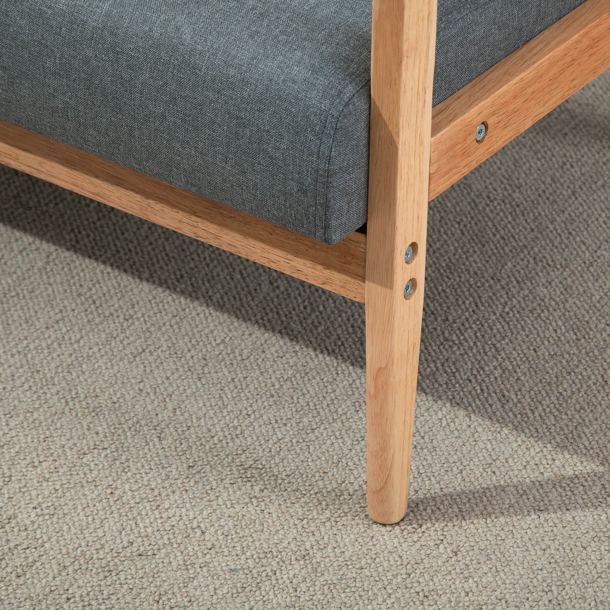 Canapé 2 places canapé en lin 115 cm style scandinave canapé de salon avec accoudoirs, pieds en bois, mini canapé chambre, appartement, petit espace, gris