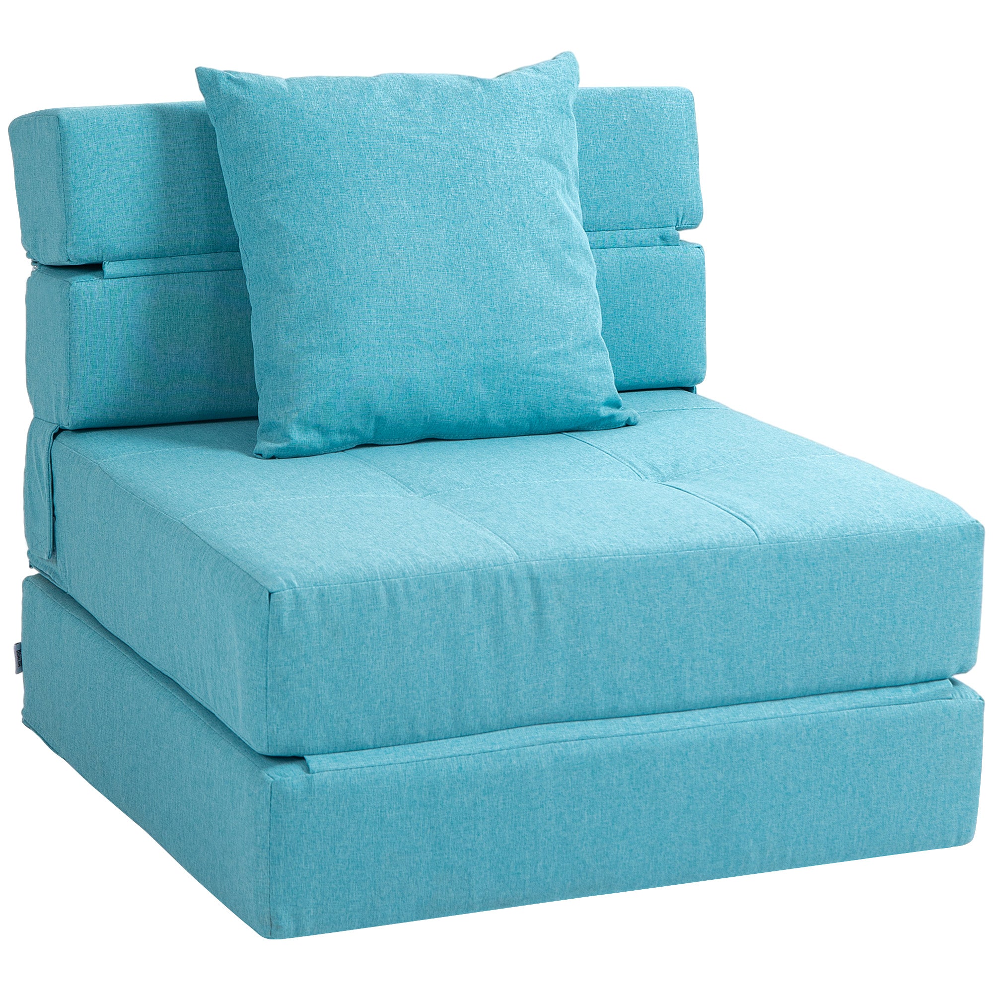 Fauteuil convertible 1 place fauteuil lit chauffeuse 1 place - coussin déhoussable inclus - chaise de sol pour invités, salon, charge 120 kg, bleu